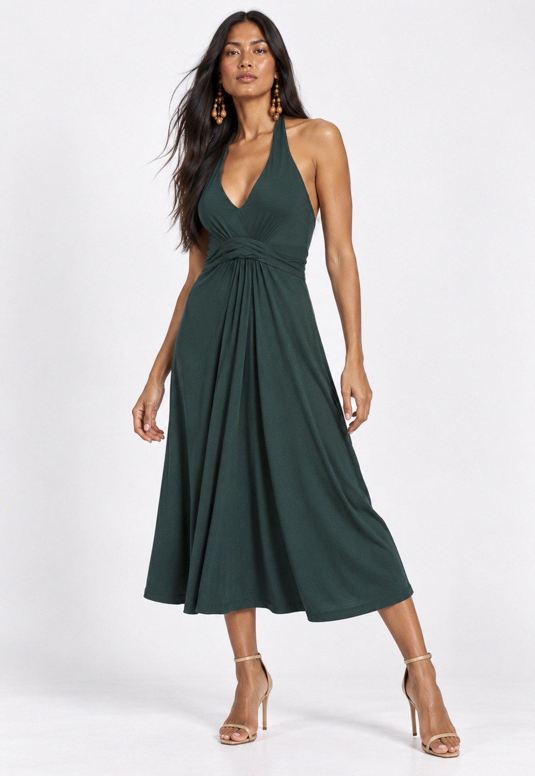Vestido Amazonia Vital Midi Mamirauá Malha Verde