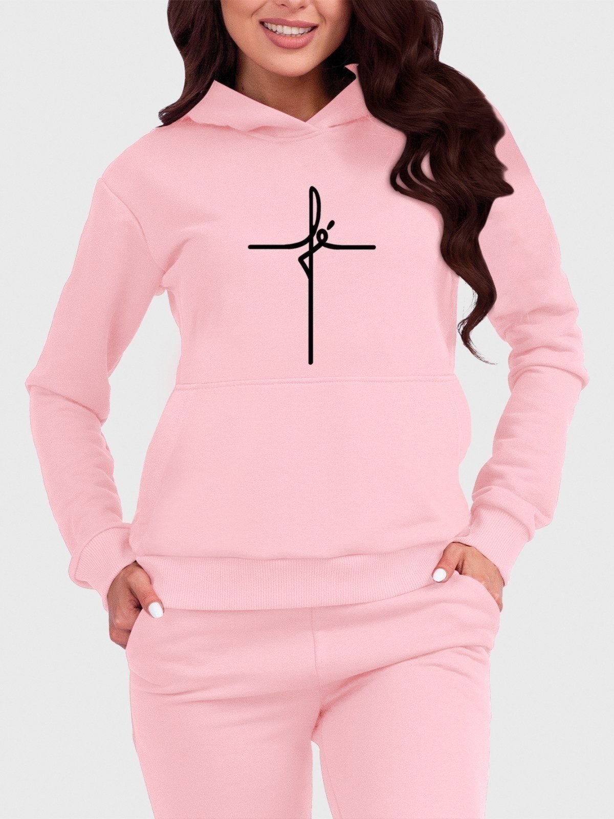 Vista 2 Blusa de Frio Moletom Feminino Canguru Fé Benellys Claro rosa Benellys rosa