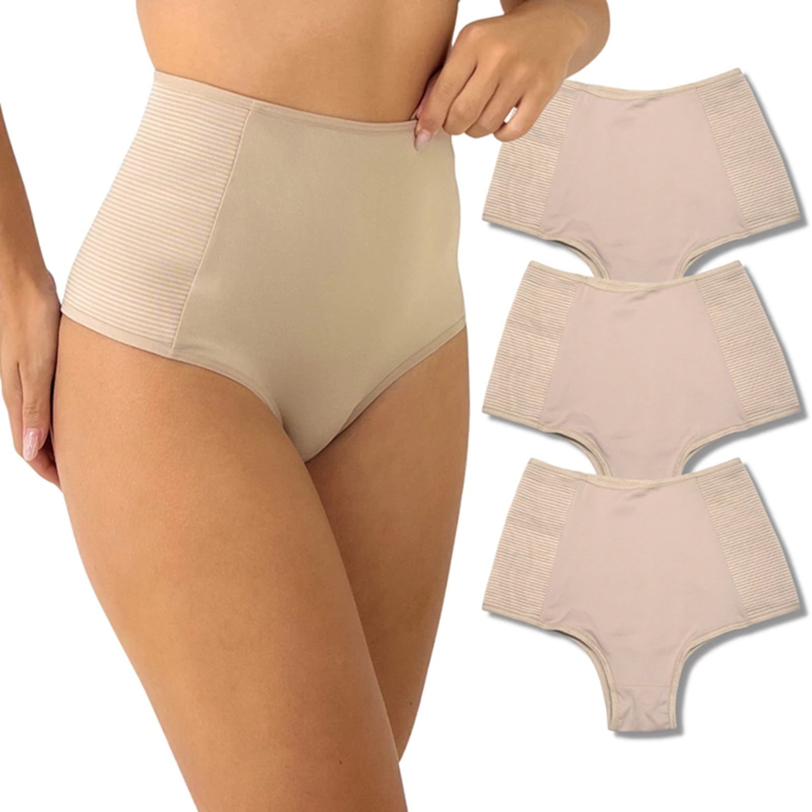 Kit 3 Calcinha Cinta Modeladora Cintura Alta Segura Culote Chocolate