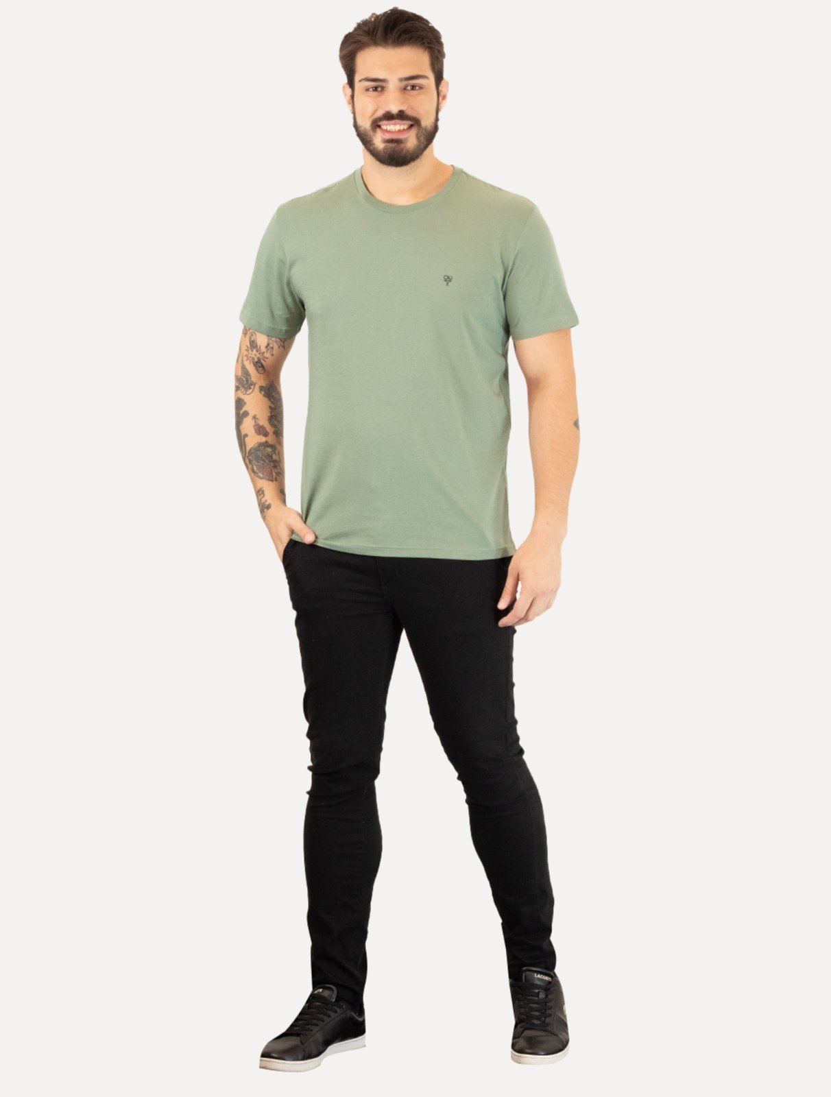 Camiseta Calvin Klein Jeans Masculina Dark Omega Relevo Verde Médio