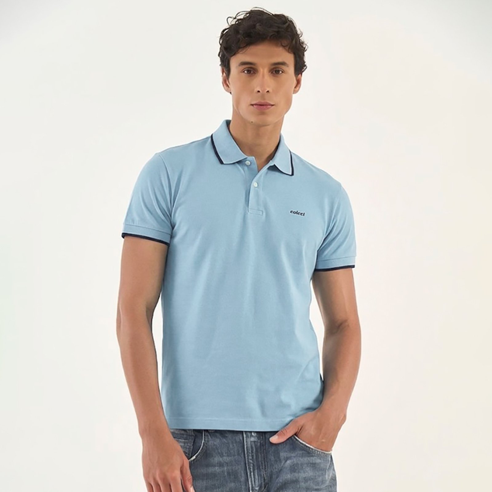 Camisa Polo Colcci Line Ou26 Azul Masculino
