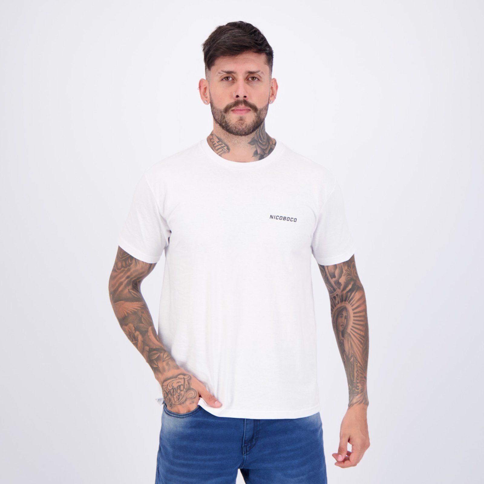 Vista 2 Camiseta Nicoboco Enemy Branca branco Nicoboco branco