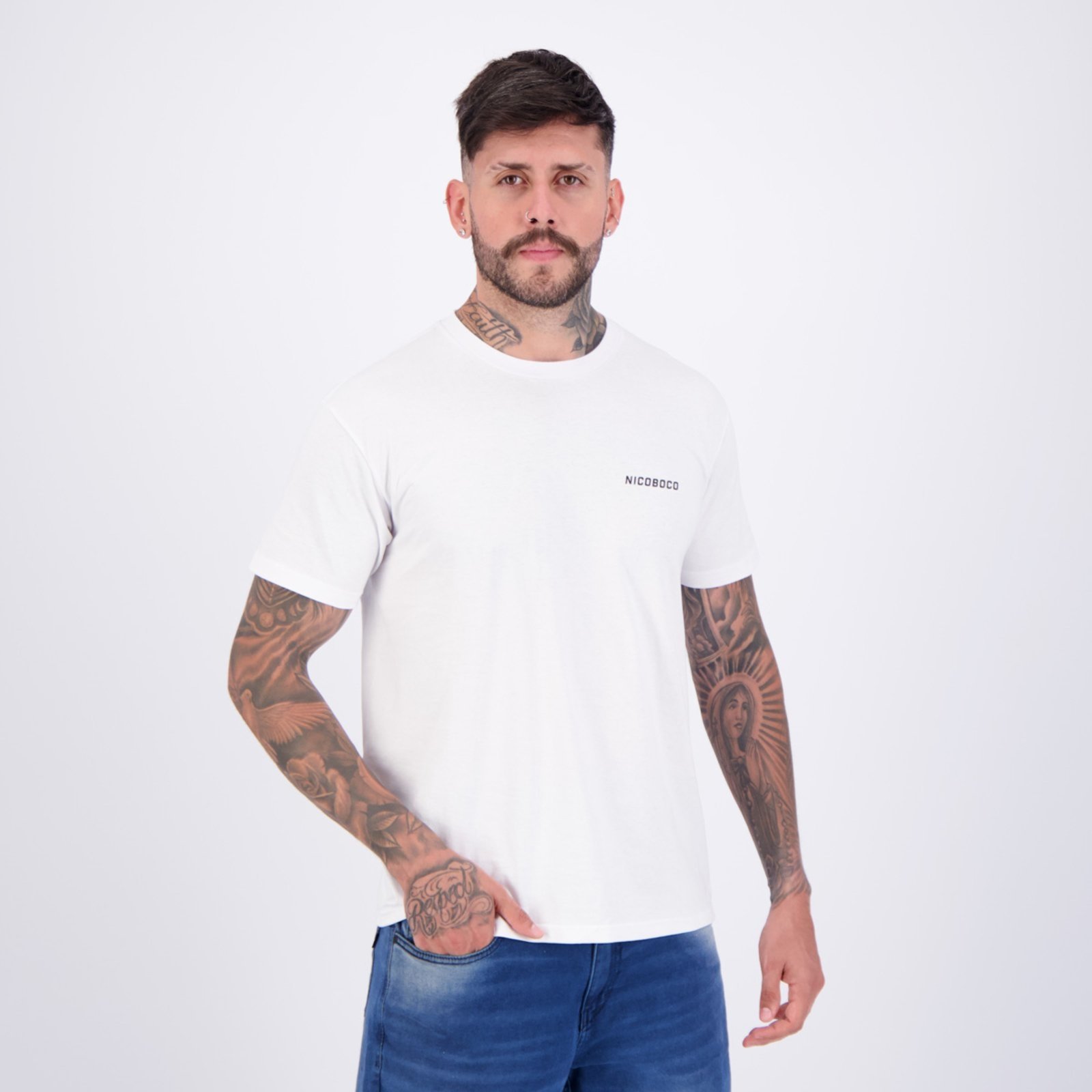 Vista 3 Camiseta Nicoboco Enemy Branca branco Nicoboco branco