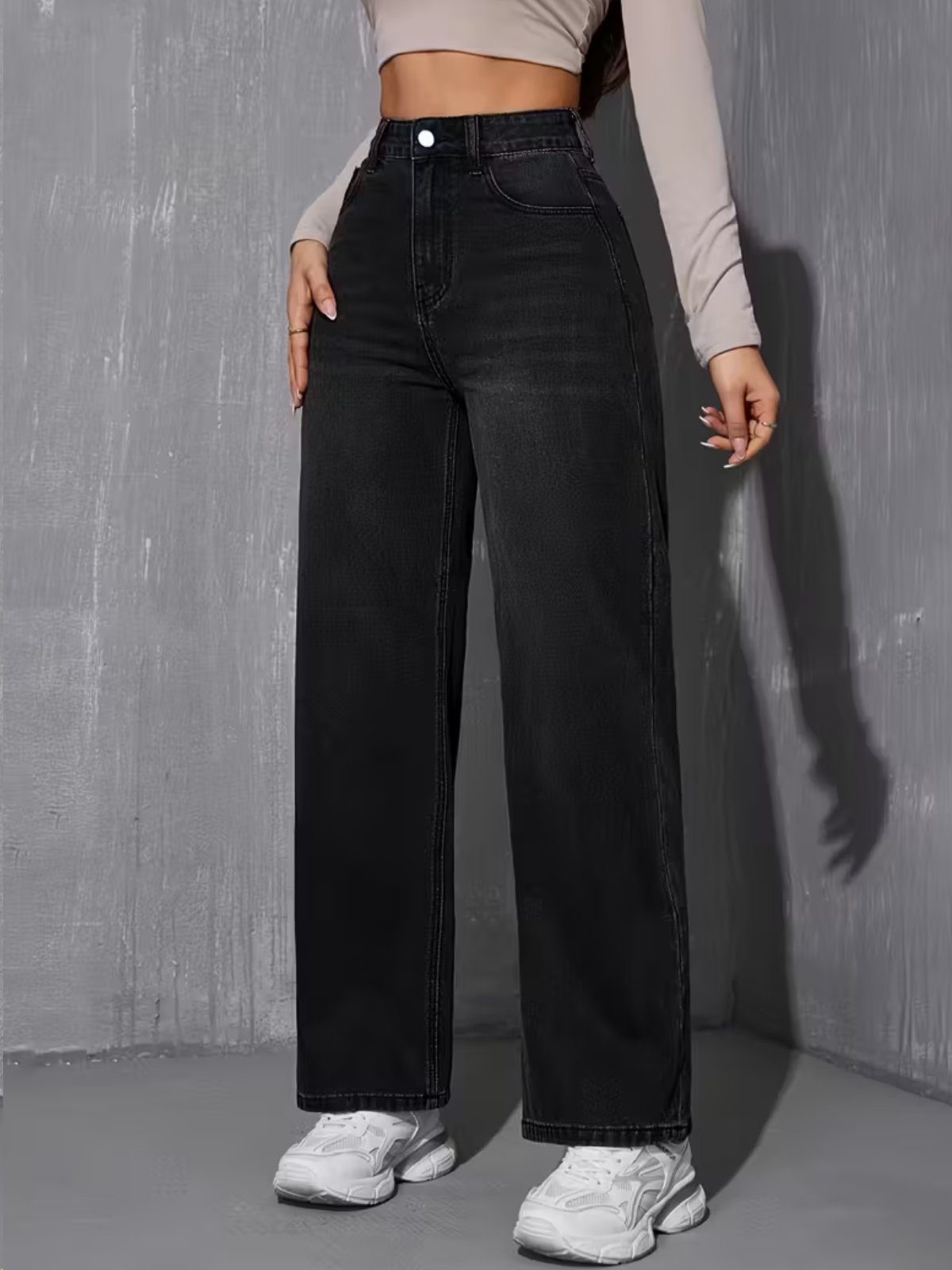 Calça Wide Leg Feminina Kovali Fashion Store Confortavel e Básica Tecido Premium Preta