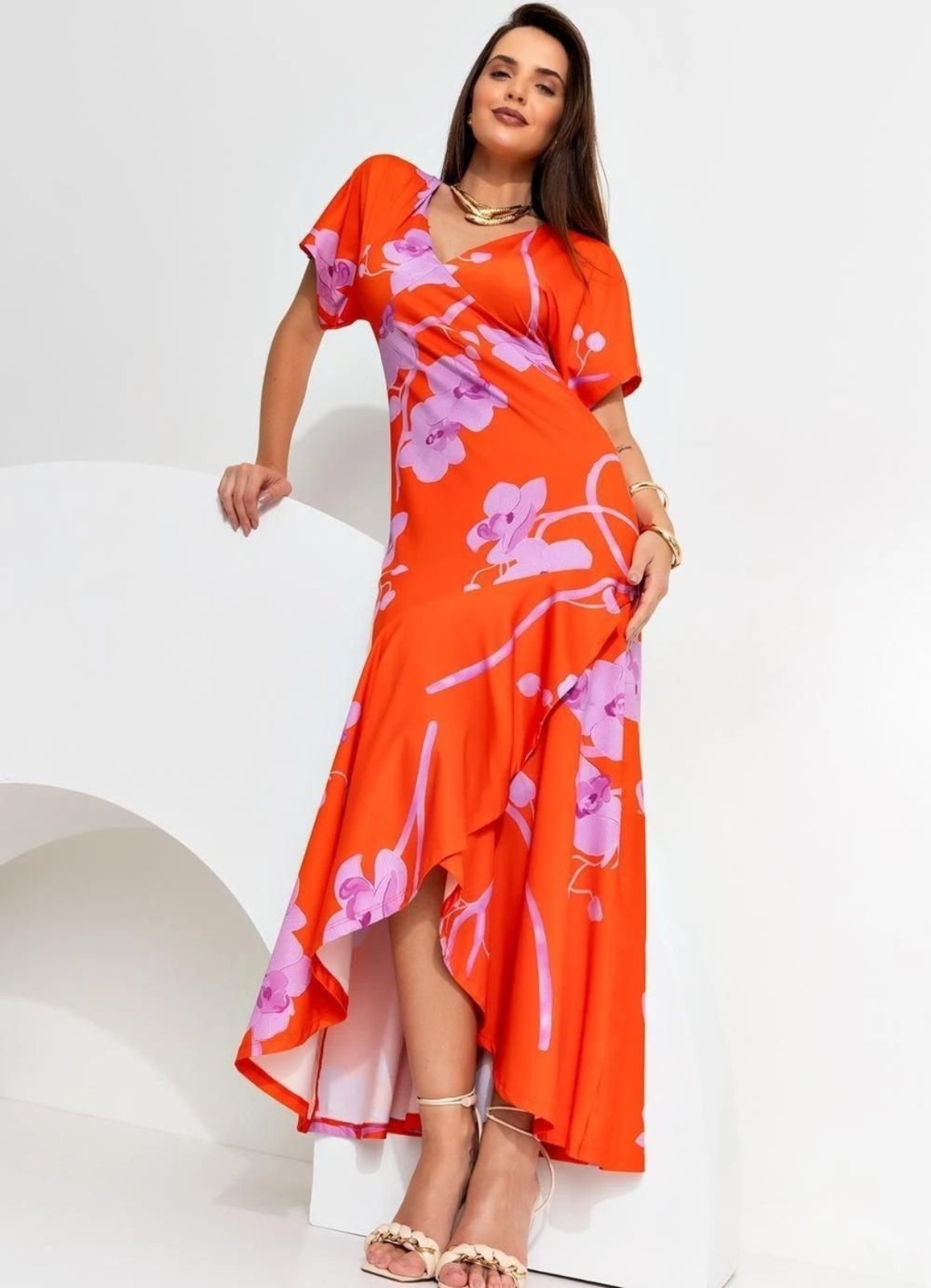 Vestido Feminino Floral OrquÁdeas Estampa Exclusiva Quintess