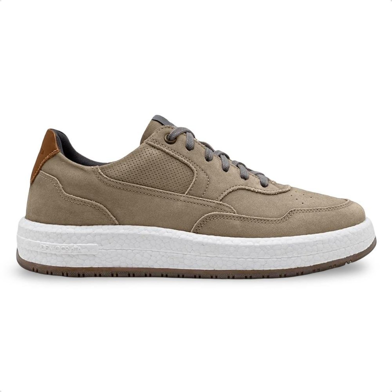Tênis De Couro Democrata Masculino Denim Drake Pulse 600101 Marrom