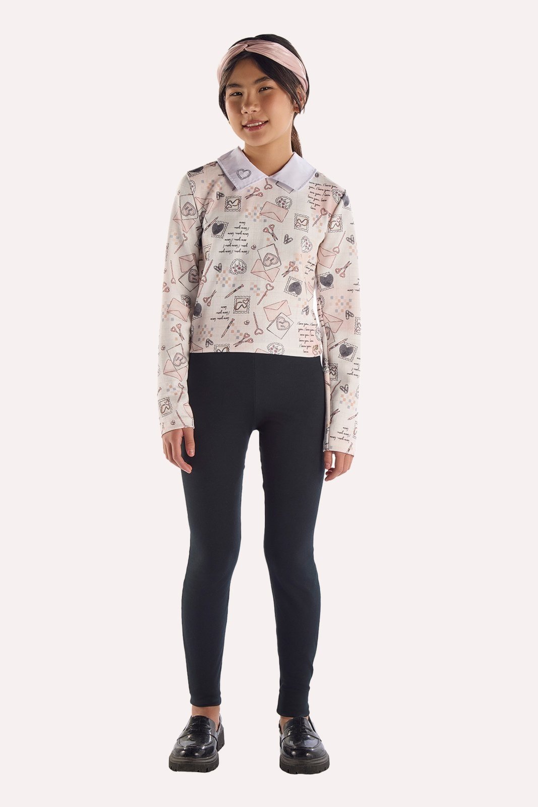 Infantil - Conjunto Mescla Blusa com Estampa Exclusiva e Calça Legging