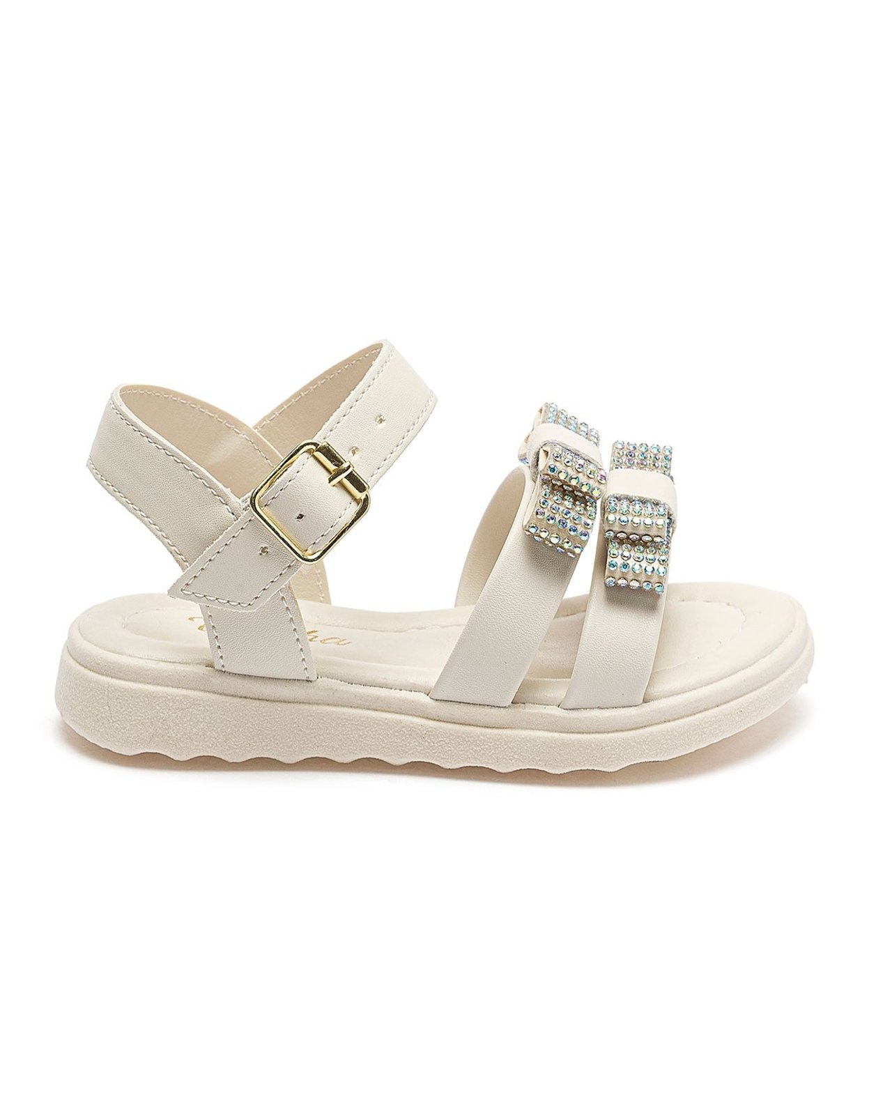 Infantil - Sandália Menina Tininha Festa Laço Strass Off White