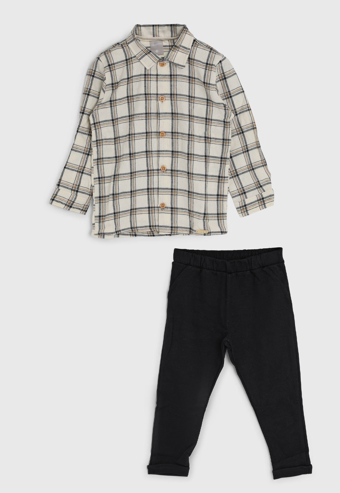 Conjunto Colorittá Blusa Xadrez e Calça Preta