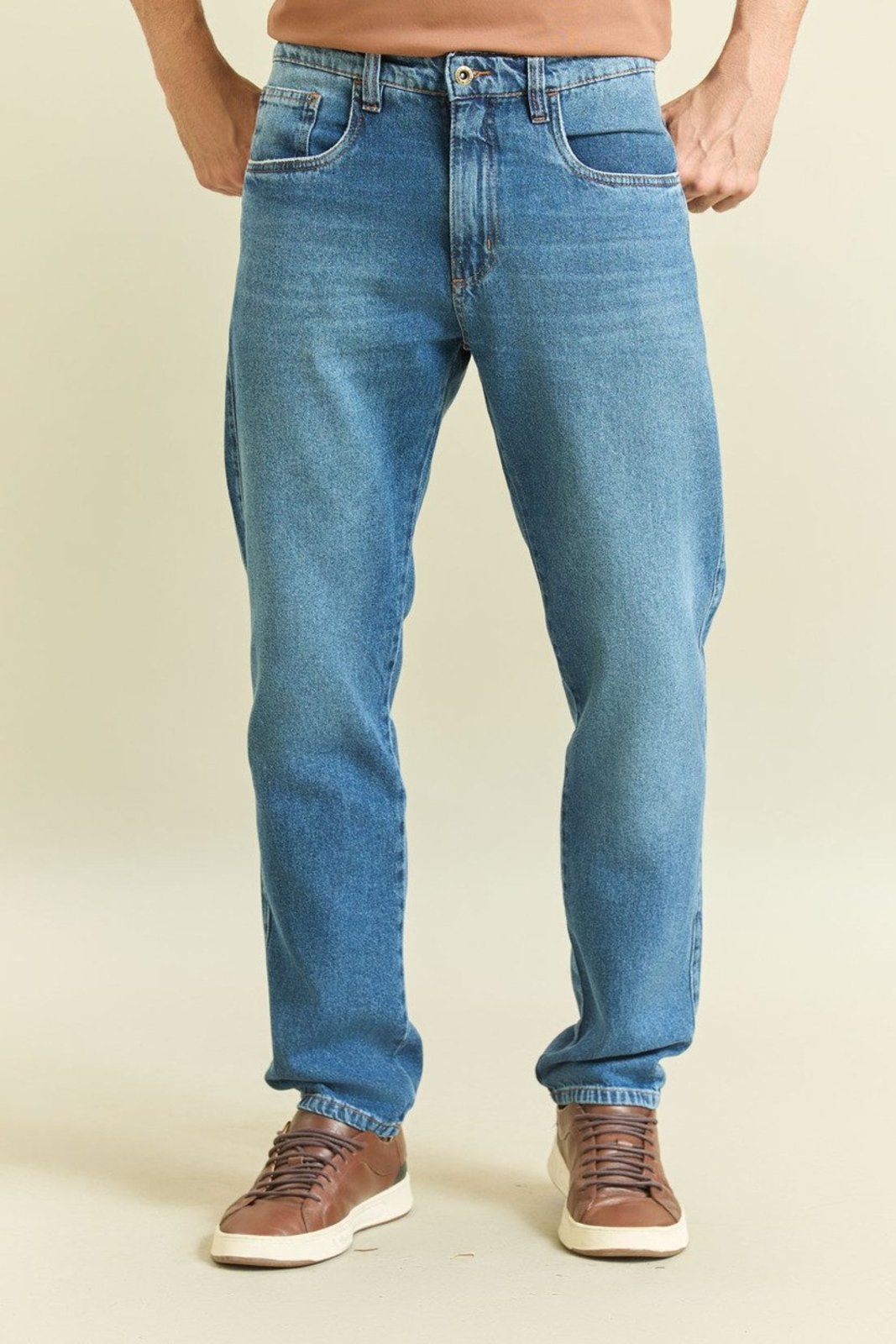 Calça Jeans Perna Reta Masculina Dark wash Dialogo Jeans Azul