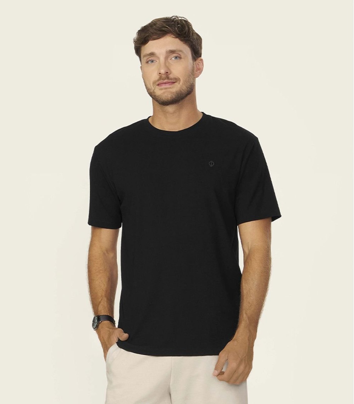 Camiseta Masculina Ribana De Viscose Diametro Preto