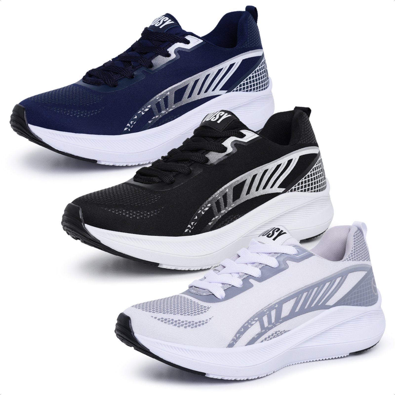 Kit 3 Tênis Masculino Esportivo Izabella Helena Treino Academia Caminhada Fitness Leve Confortável