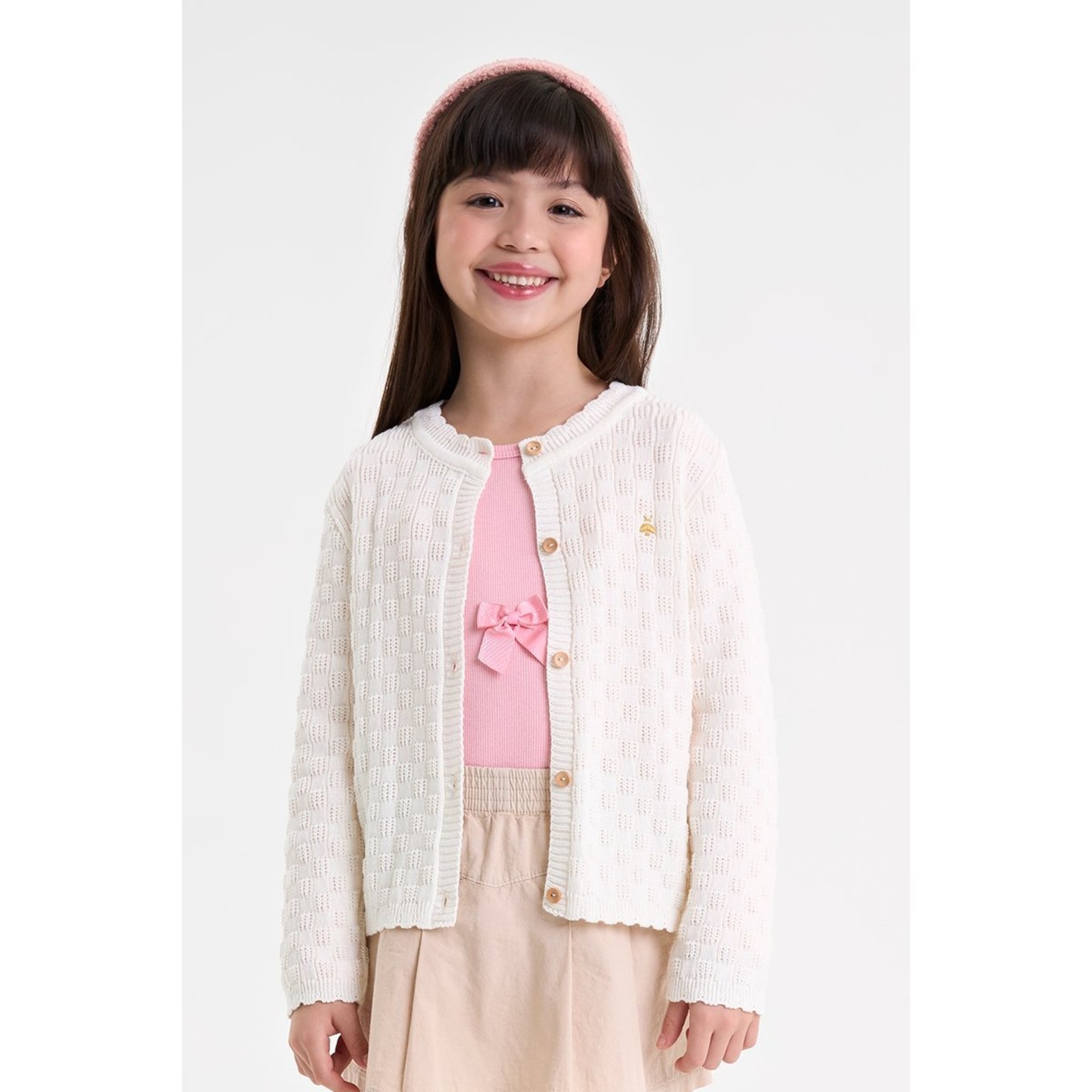 Infantil - Cardigan Feminino em Tricô