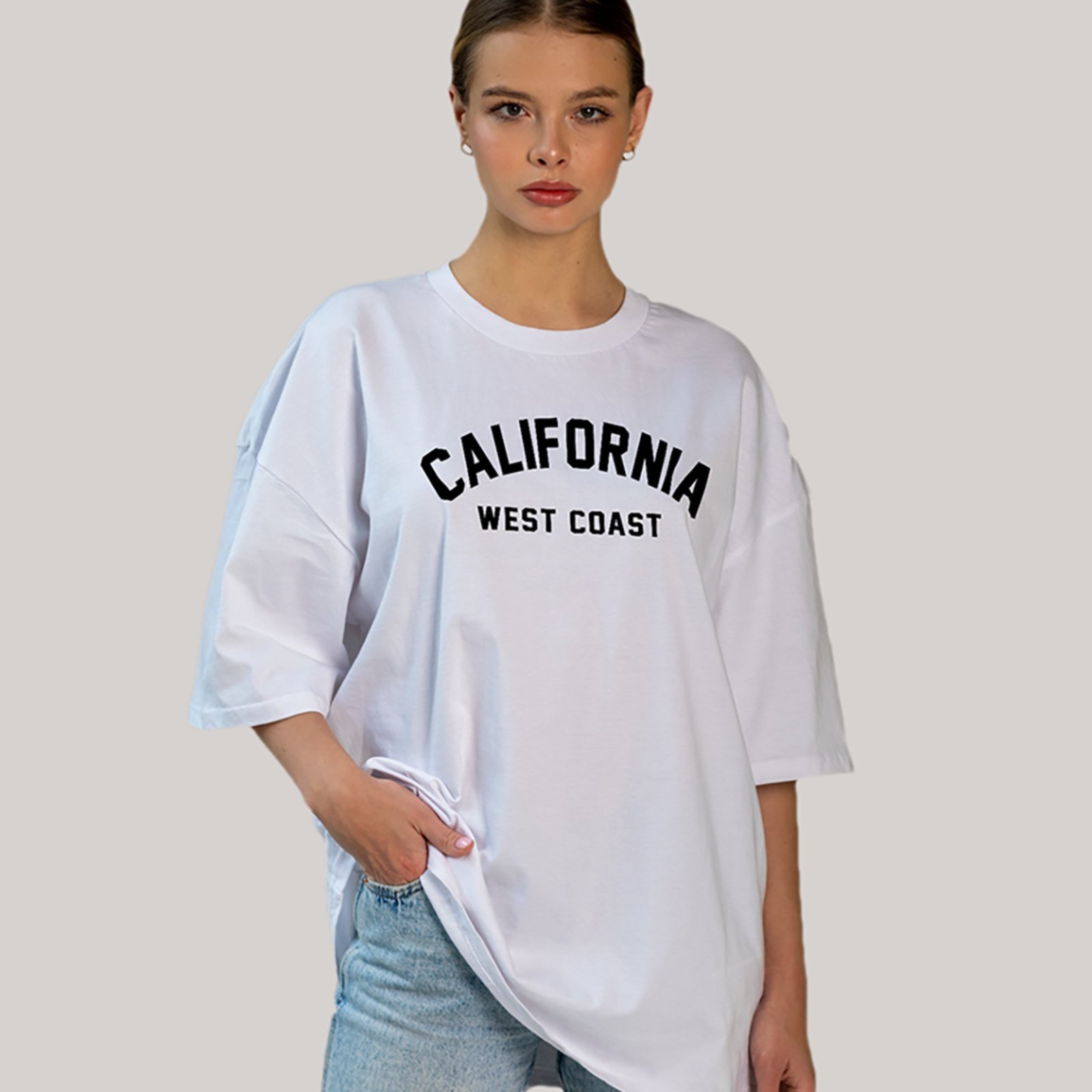 Camiseta Ousy California West Coast Oversized Unissex Branco