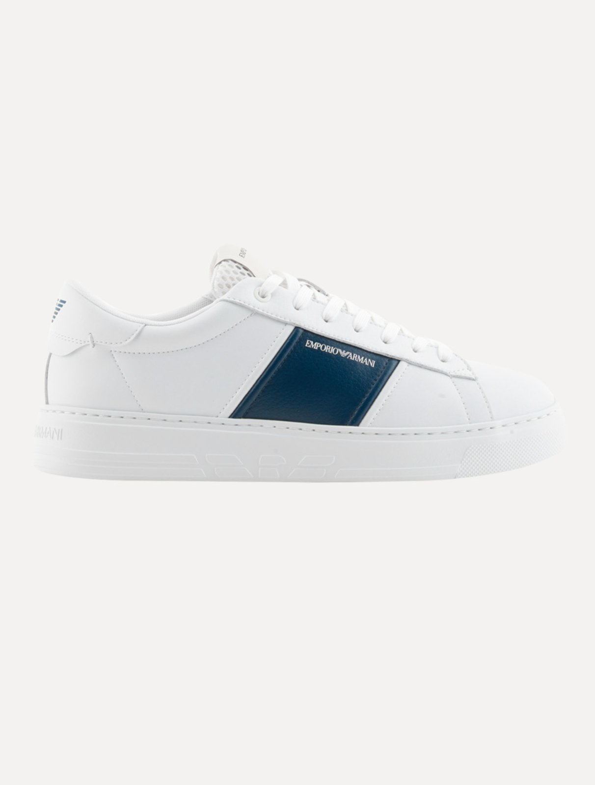 Tênis Empório Armani Masculino Recorte Blue Lateral Branco