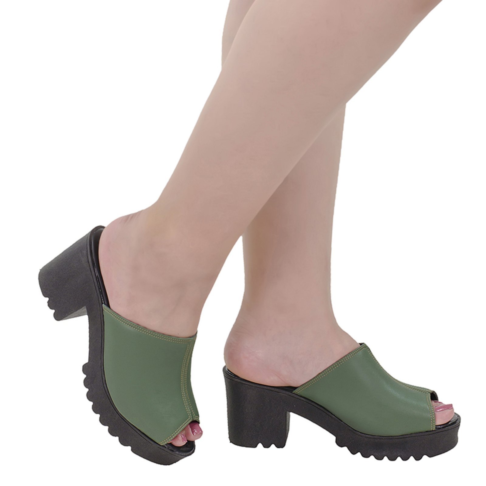 Tamanco Tratorado Sandalia Mule Feminino Salto Grosso Medio Baixo Confortavel