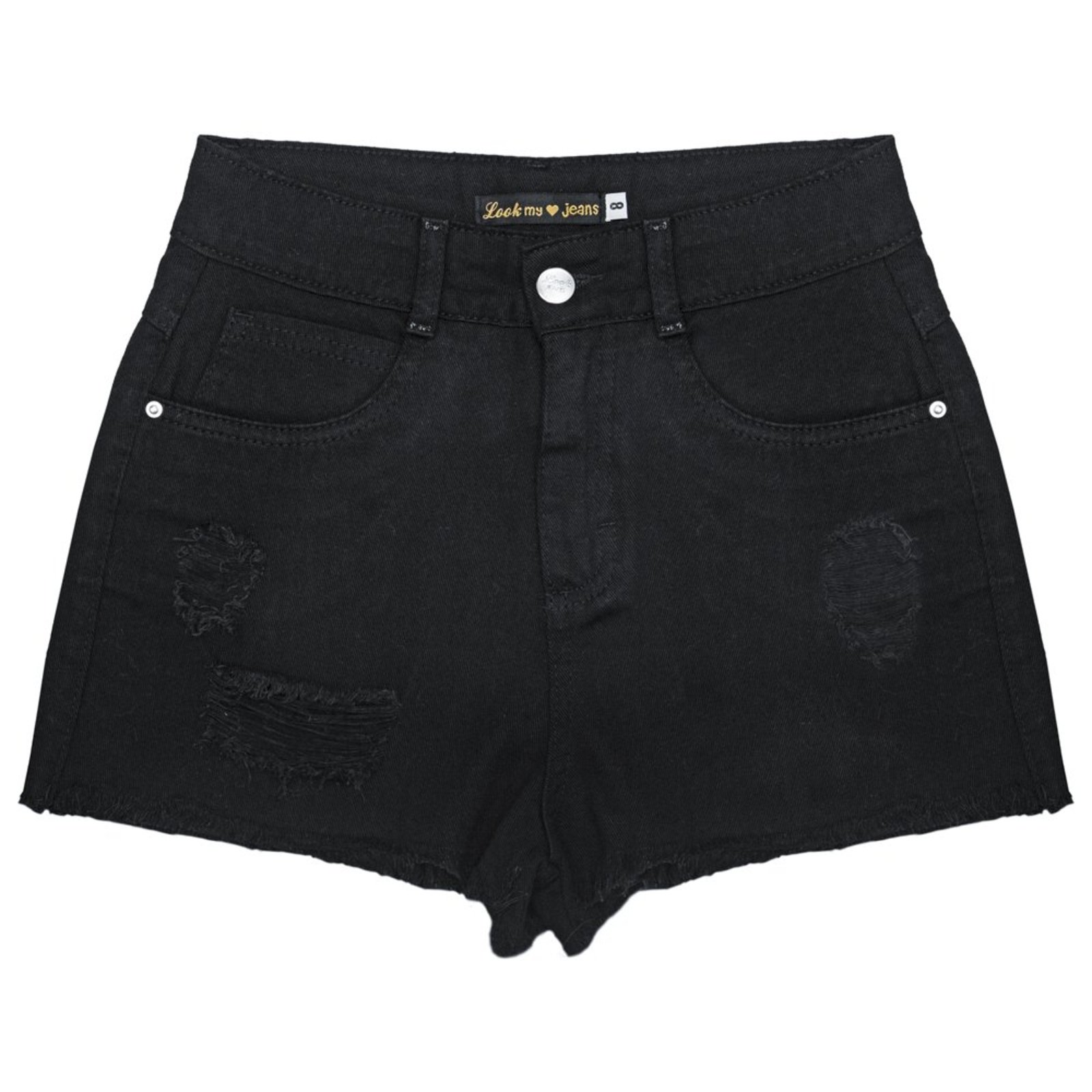 Infantil - Shorts Juvenil Look Jeans Sarja Preto