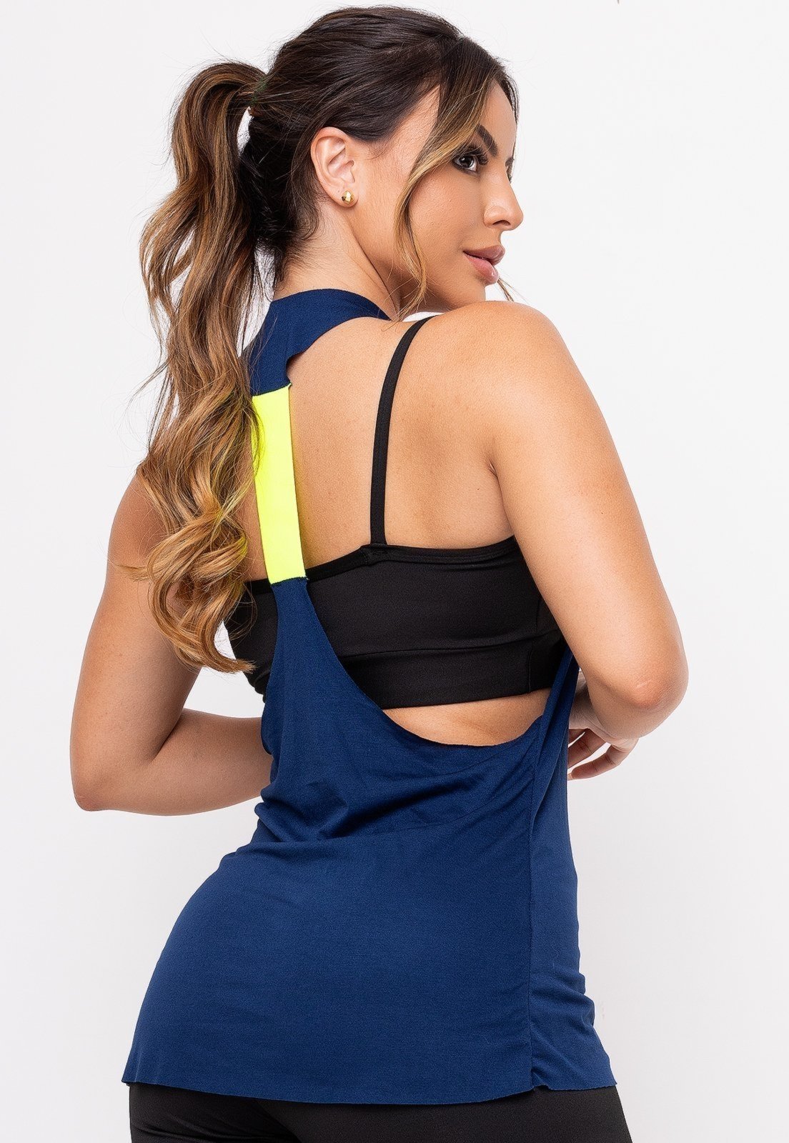 Regata Bravaa Store Blusa Fitness Elástico Academia Cavada Treino 244 Azul