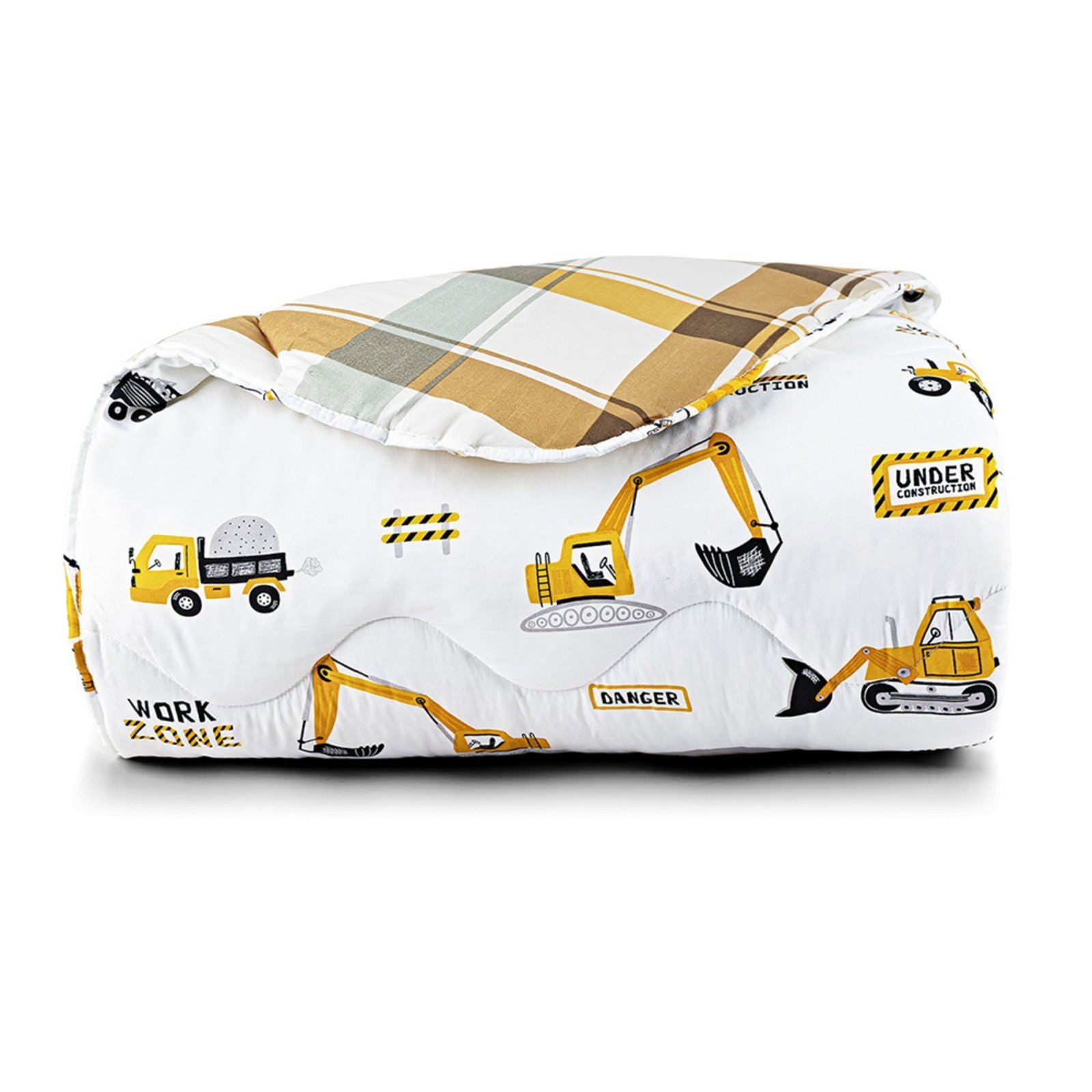 Edredom Cobertor Casa Scarpa Lutti Solteiro Dupla Face 200 Fios Trator Caminhão Branco