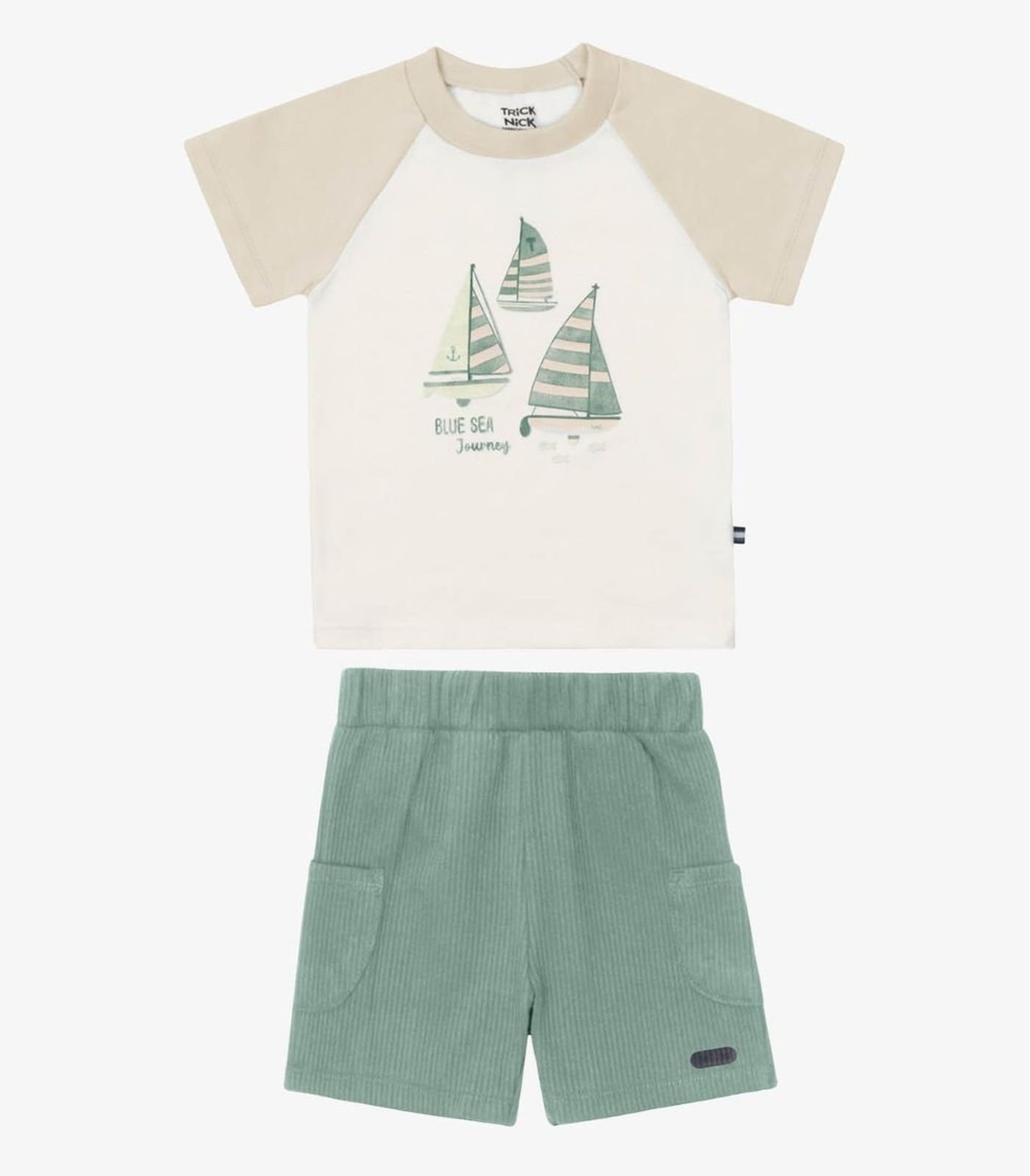 Infantil - Conjunto Camiseta Com Bermuda Trick Nick Bege