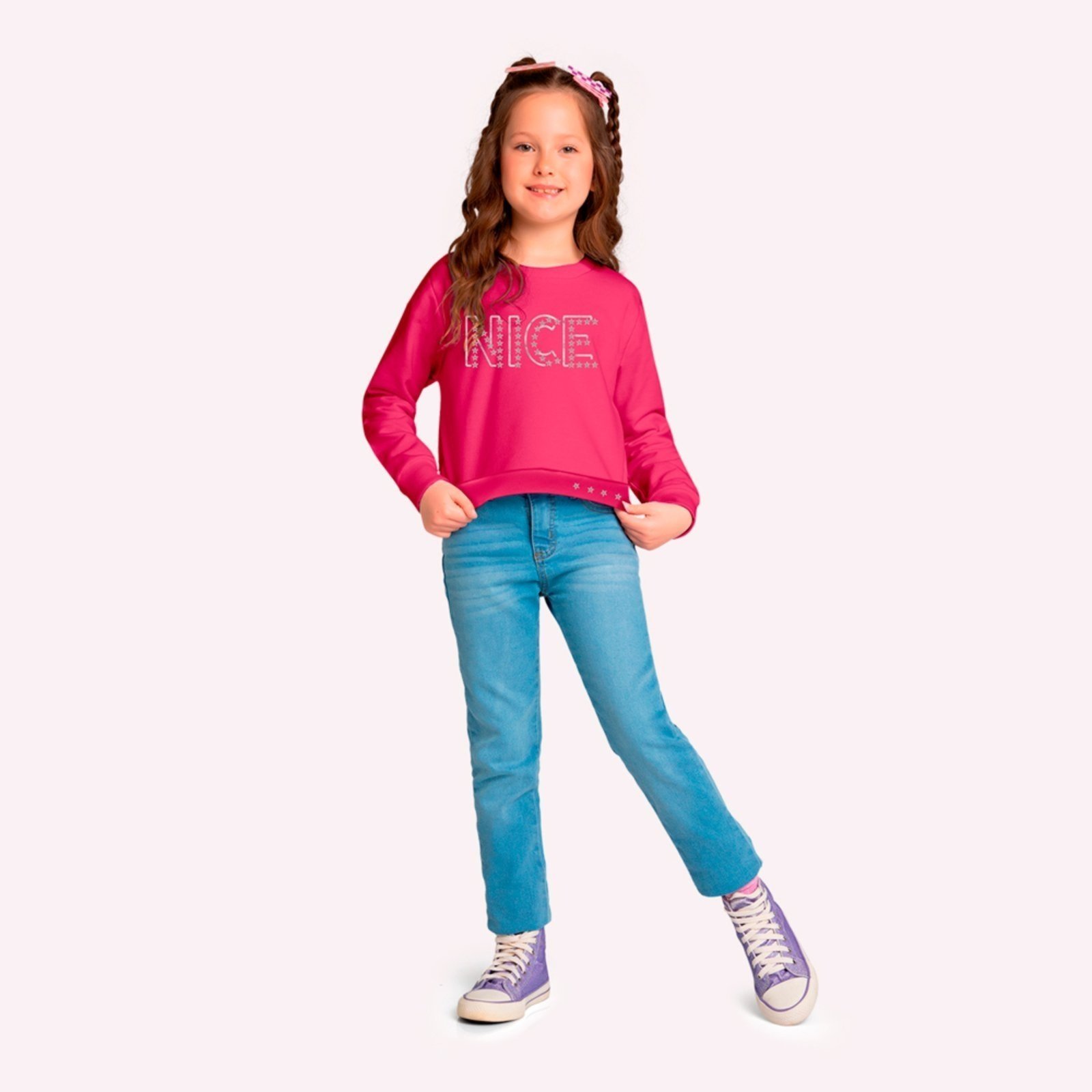 Infantil - Blusa Cropped Menina Lettering Kyly