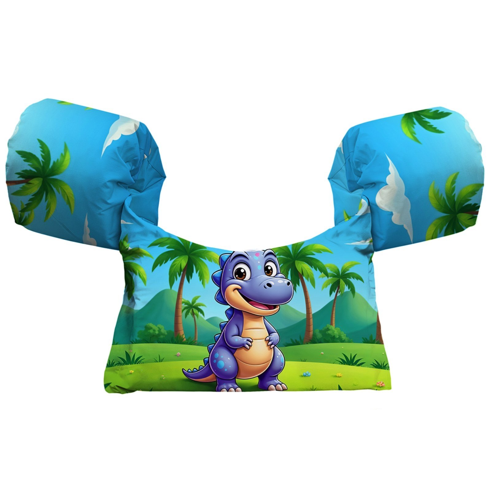 Vista 2 Colete Salva-Vidas Boia s Piscina Praia Estampa Dinossauros T-Rex Benellys multicolorido Benellys multicolorido