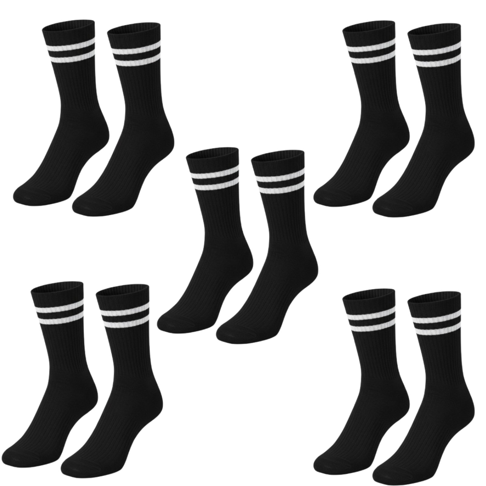Kit 5 Pares de Meias QLC Sports Algodão Cano Médio Esportiva Preto
