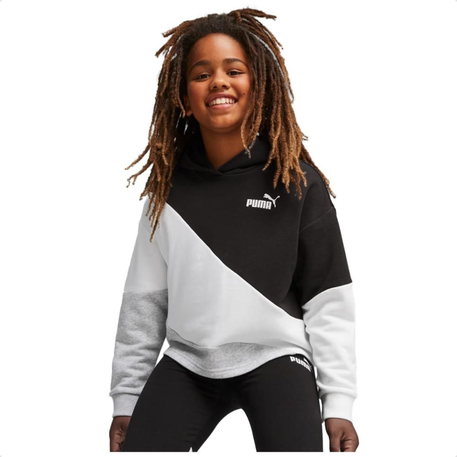 Vista 2 Infantil - Blusa Moletom Puma Power Cat Hoodie Tr G preto Puma preto