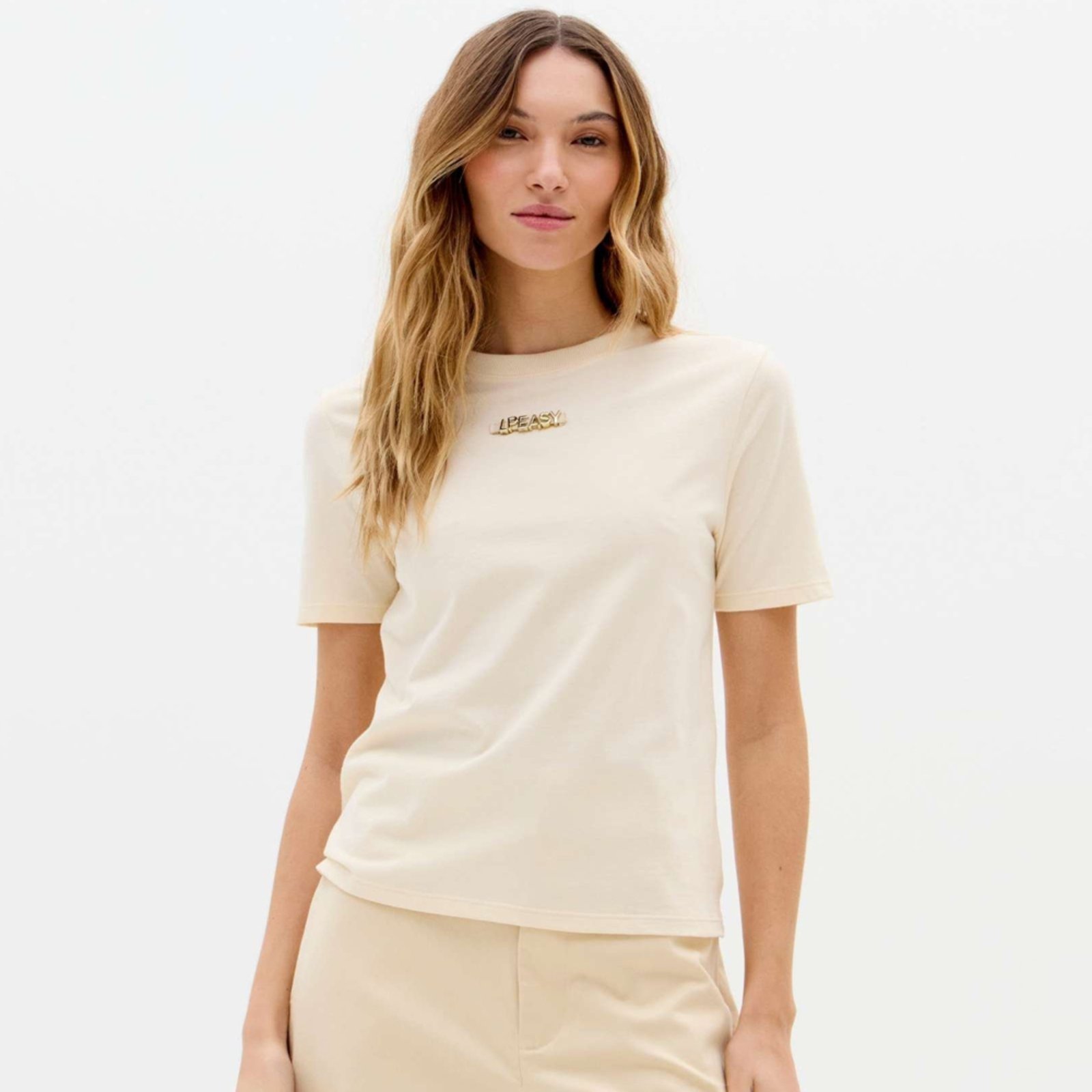 Camiseta Easy Lança Perfume New Baby Look Ve26 Bege Feminino