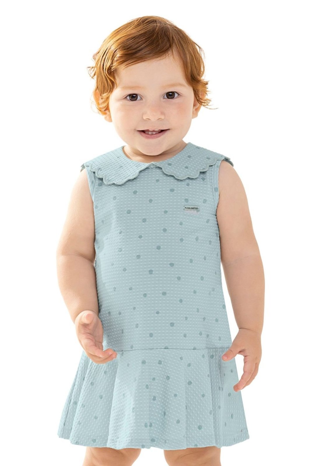 Infantil - Vestido Menina Poá Texturizado Colorittá Azul