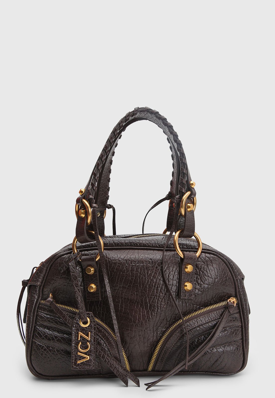 Vista 2 Bolsa Feminina Vicenza Média Alça Trançada Chocolate marrom marrom
