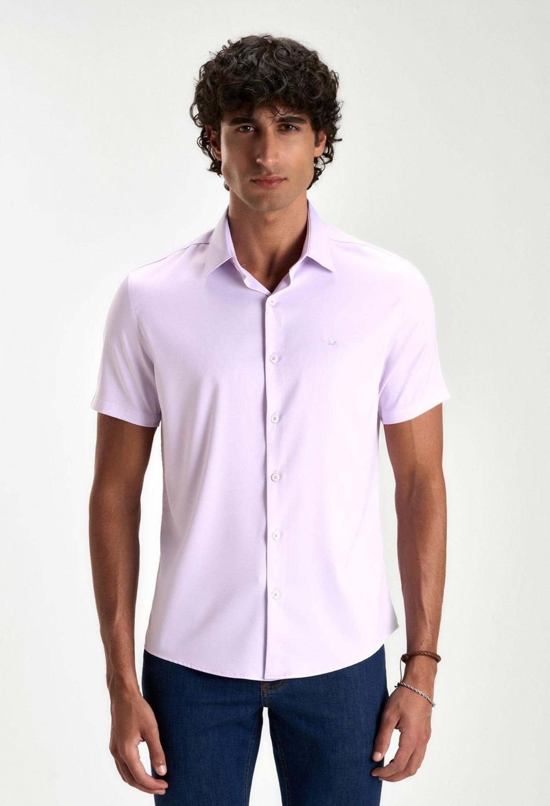 CAMISA DOCTHOS SLIM MANGA CURTA MAQUINETADA CAMISA DOCTHOS SLIM MANGA CURTA MAQUINETADA 055 ROSA CLARO EG
