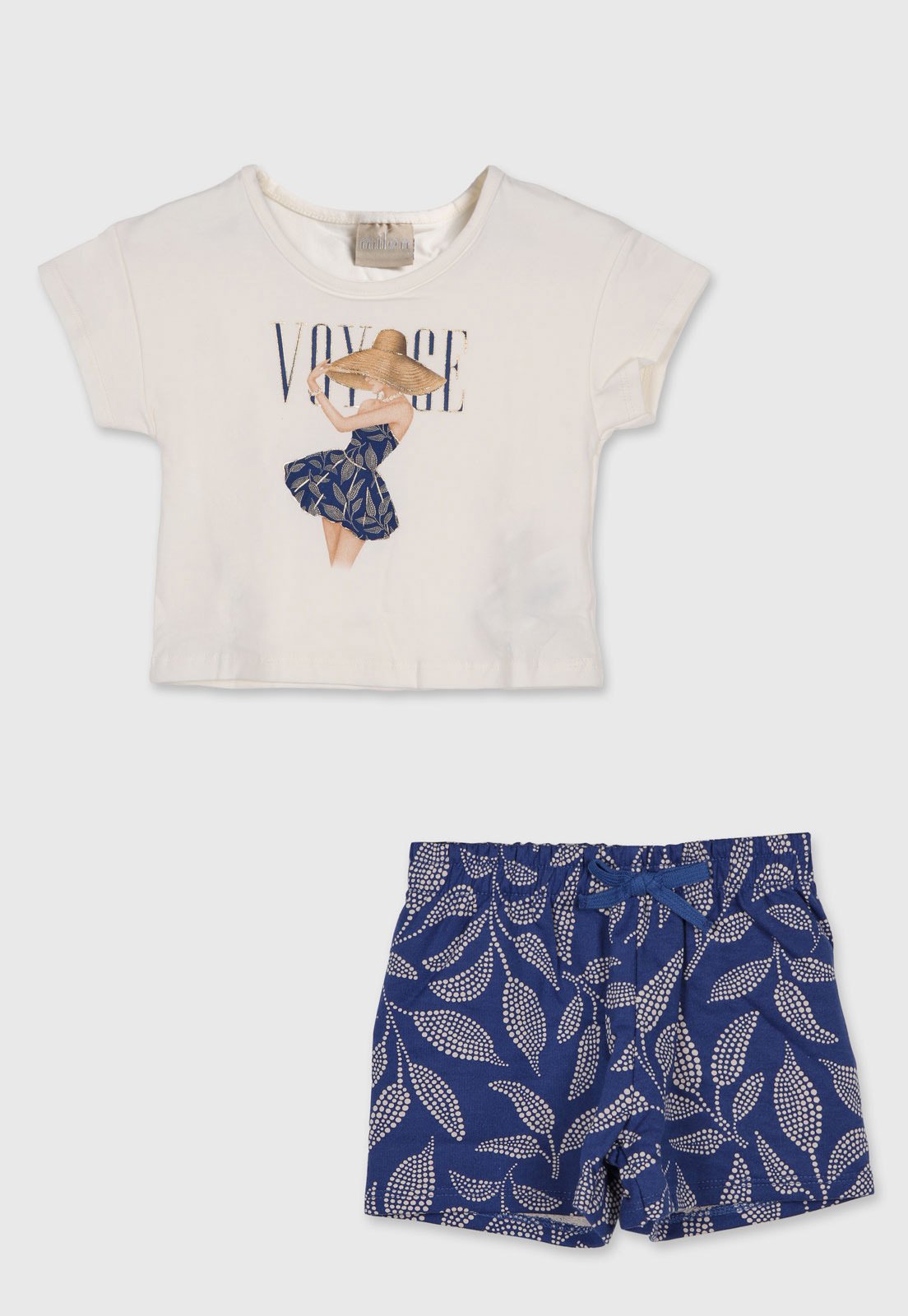 Infantil - Conjunto Milon Cropped Estampado com Short Floral Azul
