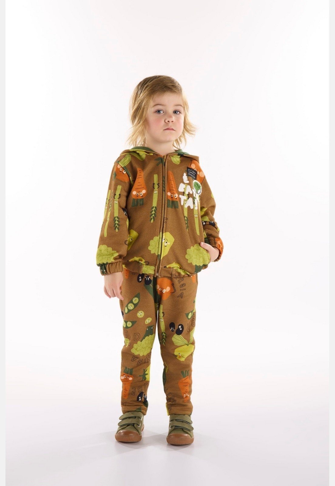 Infantil - Conjunto Vegetais Masculino com Jaqueta e Calça Três e Já Marrom