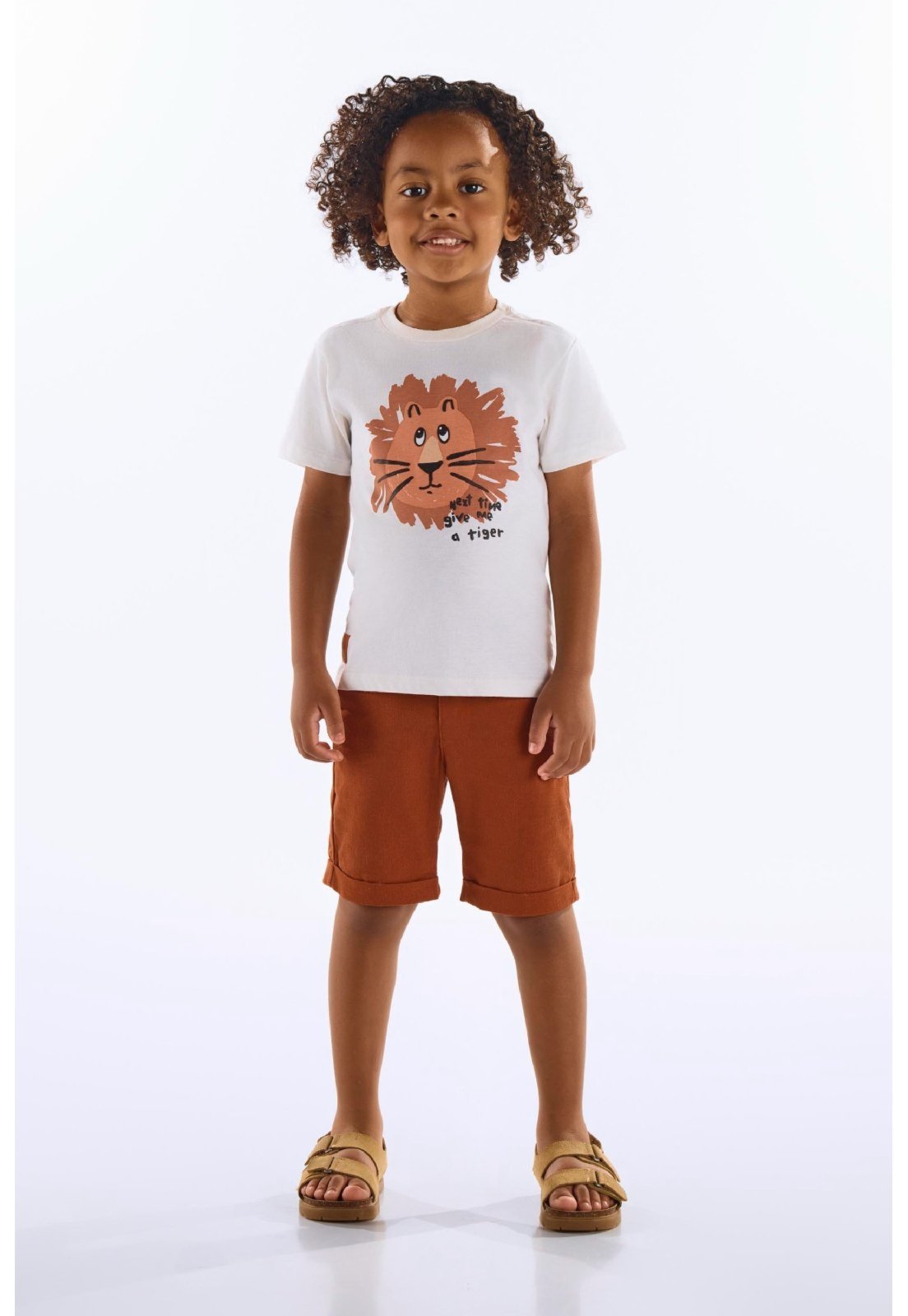 Infantil – Camiseta Leão em Algodão Up Baby Bege