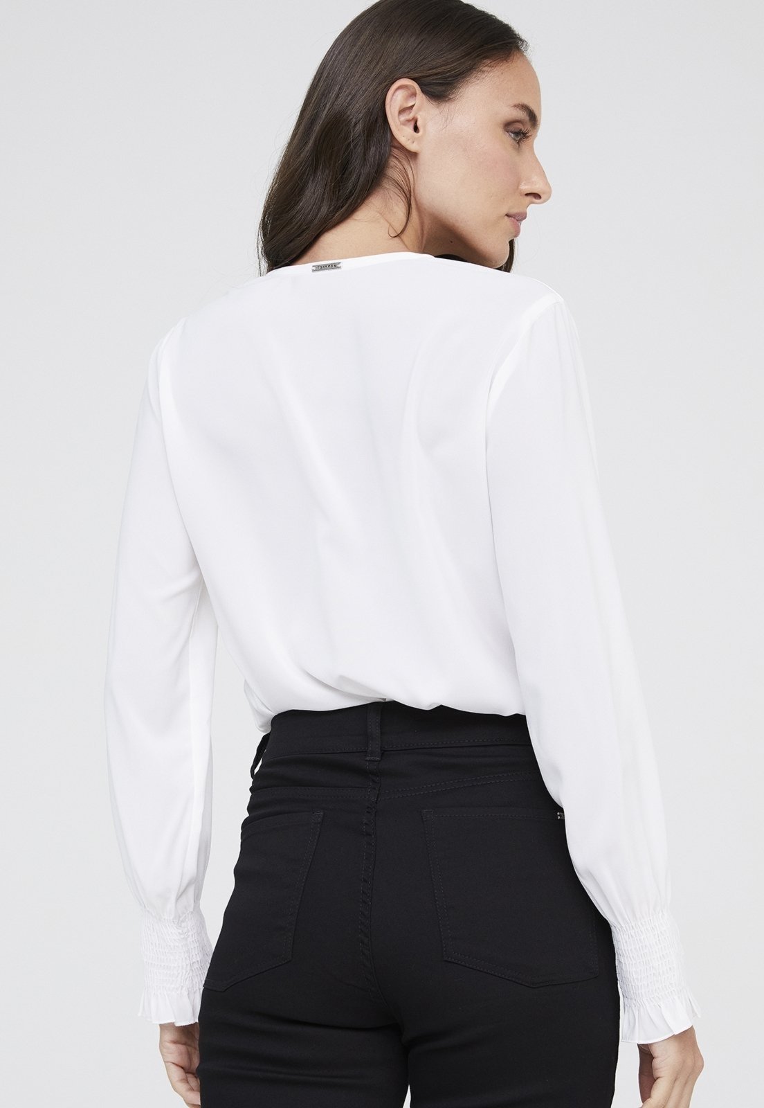 Vista 3 Blusa Traymon Manga Longa Com Lastex Off White off-white white Traymon off-white white