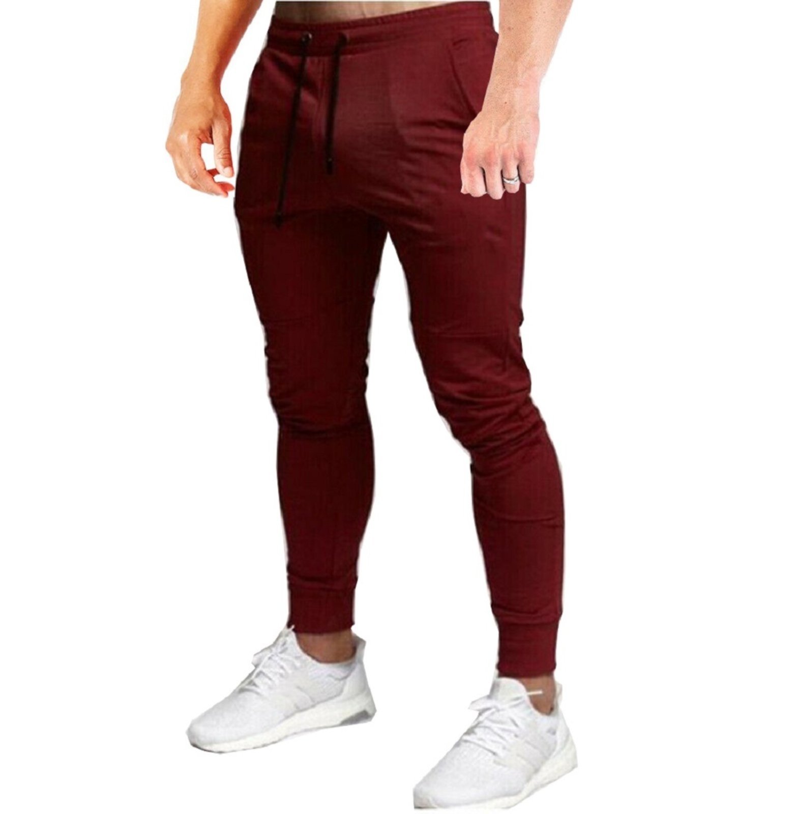 Calça Moletom Masculina Skinny Sport Lisa Casual ou Academia Luxo Vinho