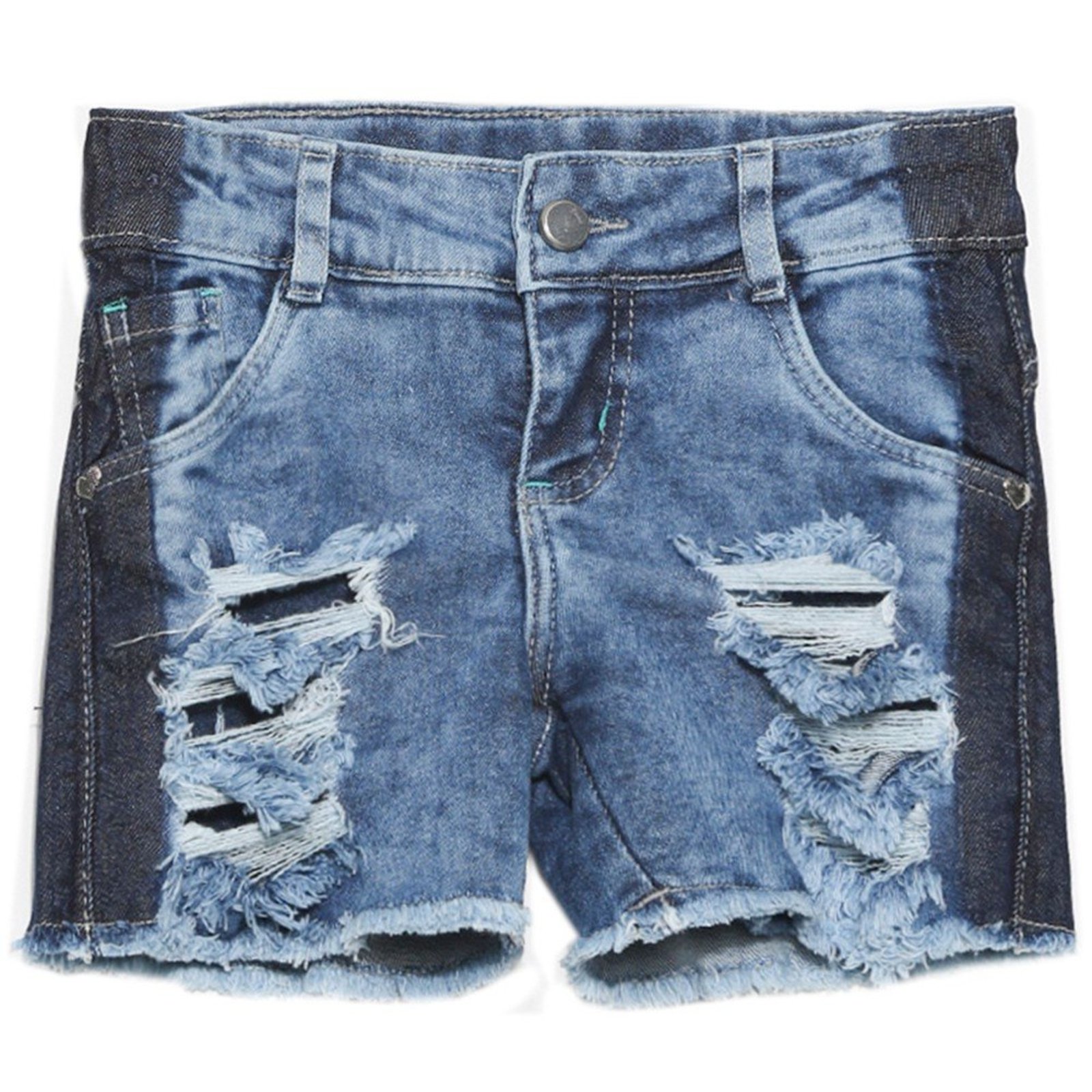 Infantil - Shorts Juvenil Look Jeans Detonado Jeans