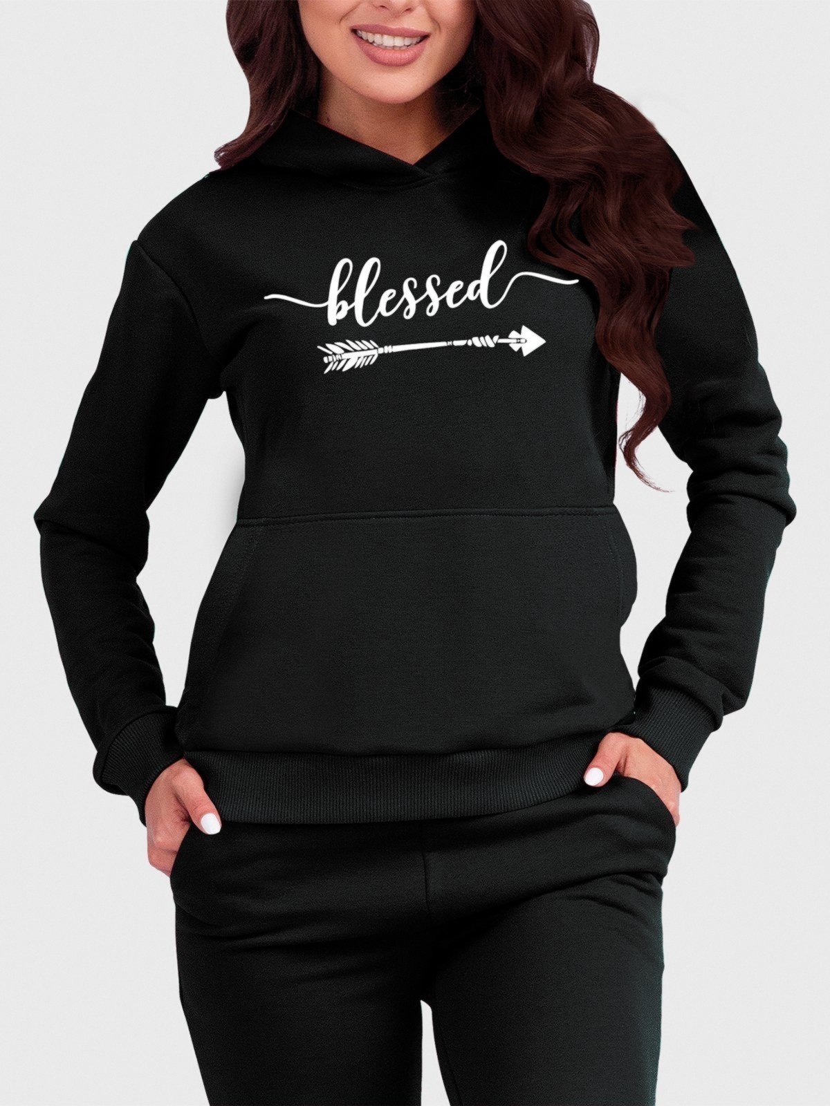 Vista 2 Blusa de Frio Moletom Flanelado Benellys Blessed Canguru preto Benellys preto