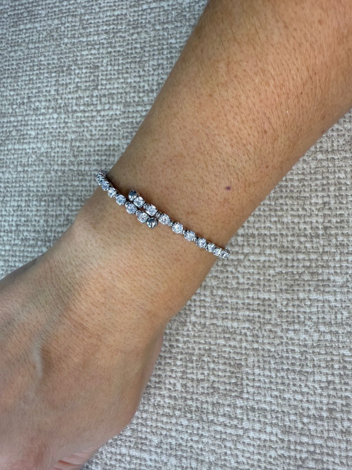 Infantil - Pulseira Prata Maleável de Cristais Banhado a Ródio Semijoia Ania Store