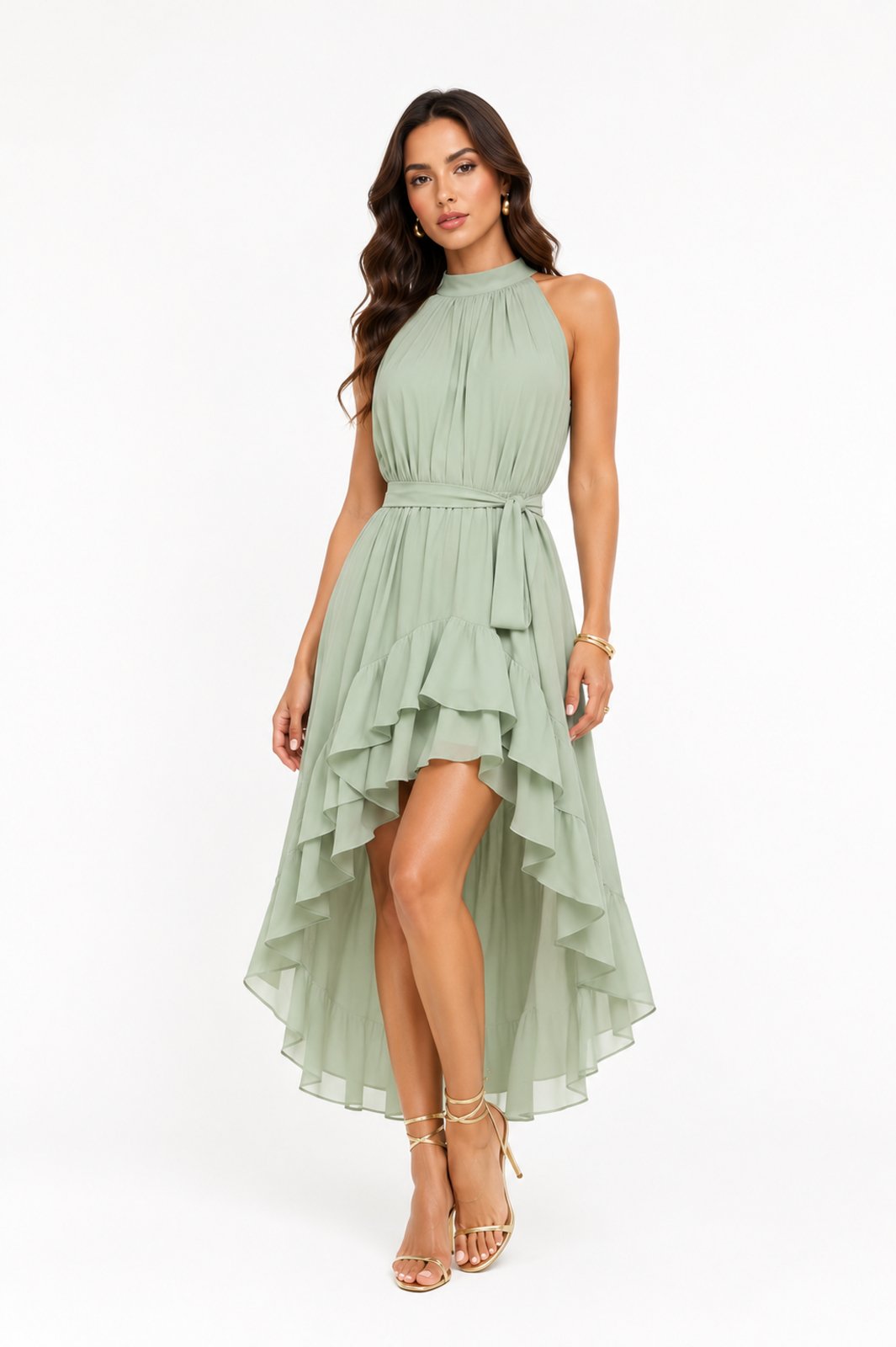 Vestido Feminino Assimétrico em Viscose Frente Única