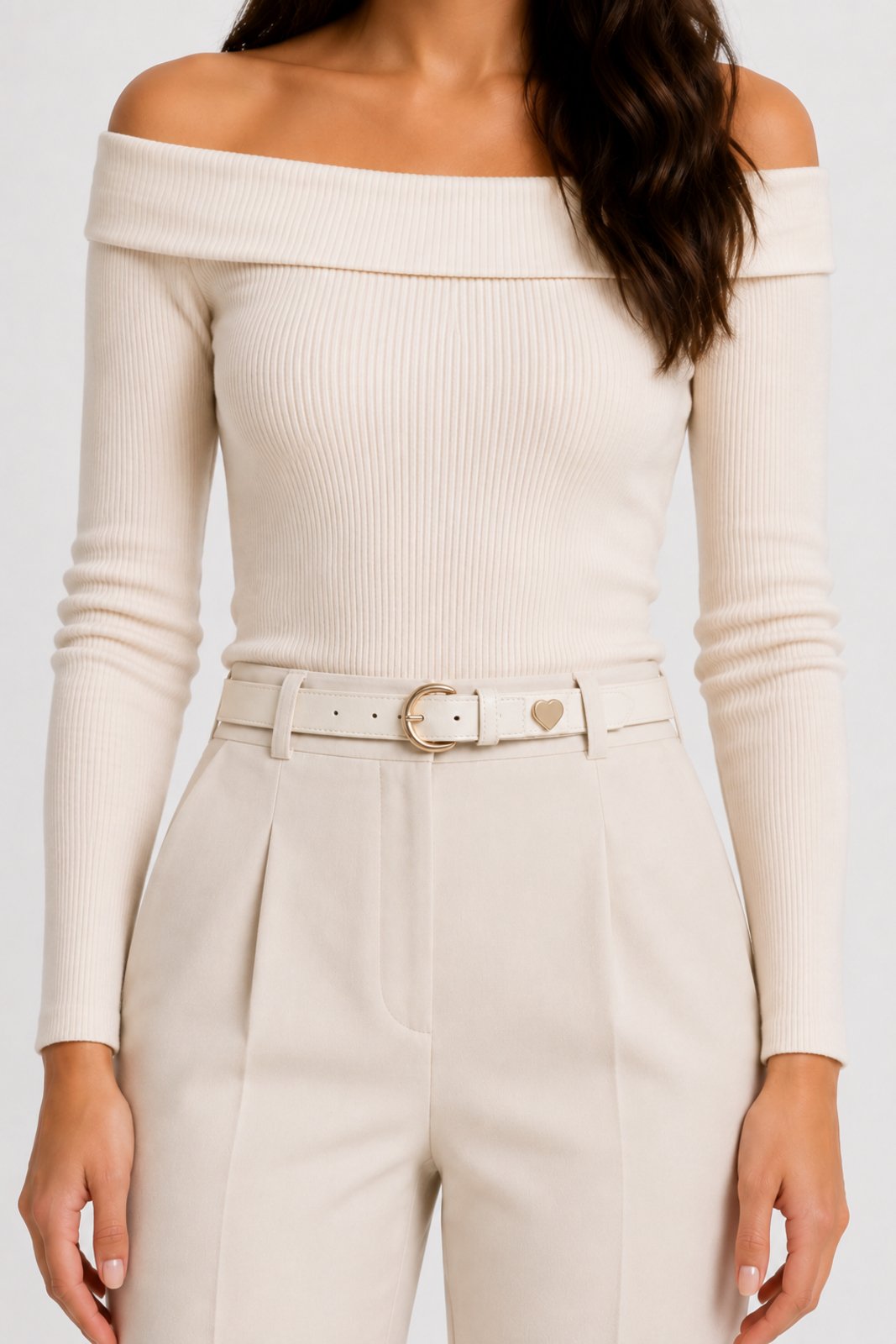 Cinto Fivela Redonda D Bell Outelet Fashion Off-White