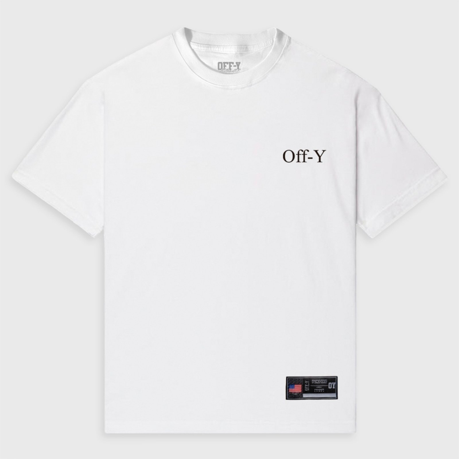 Camiseta Oversized Streetwear Off-Y Logo Line White