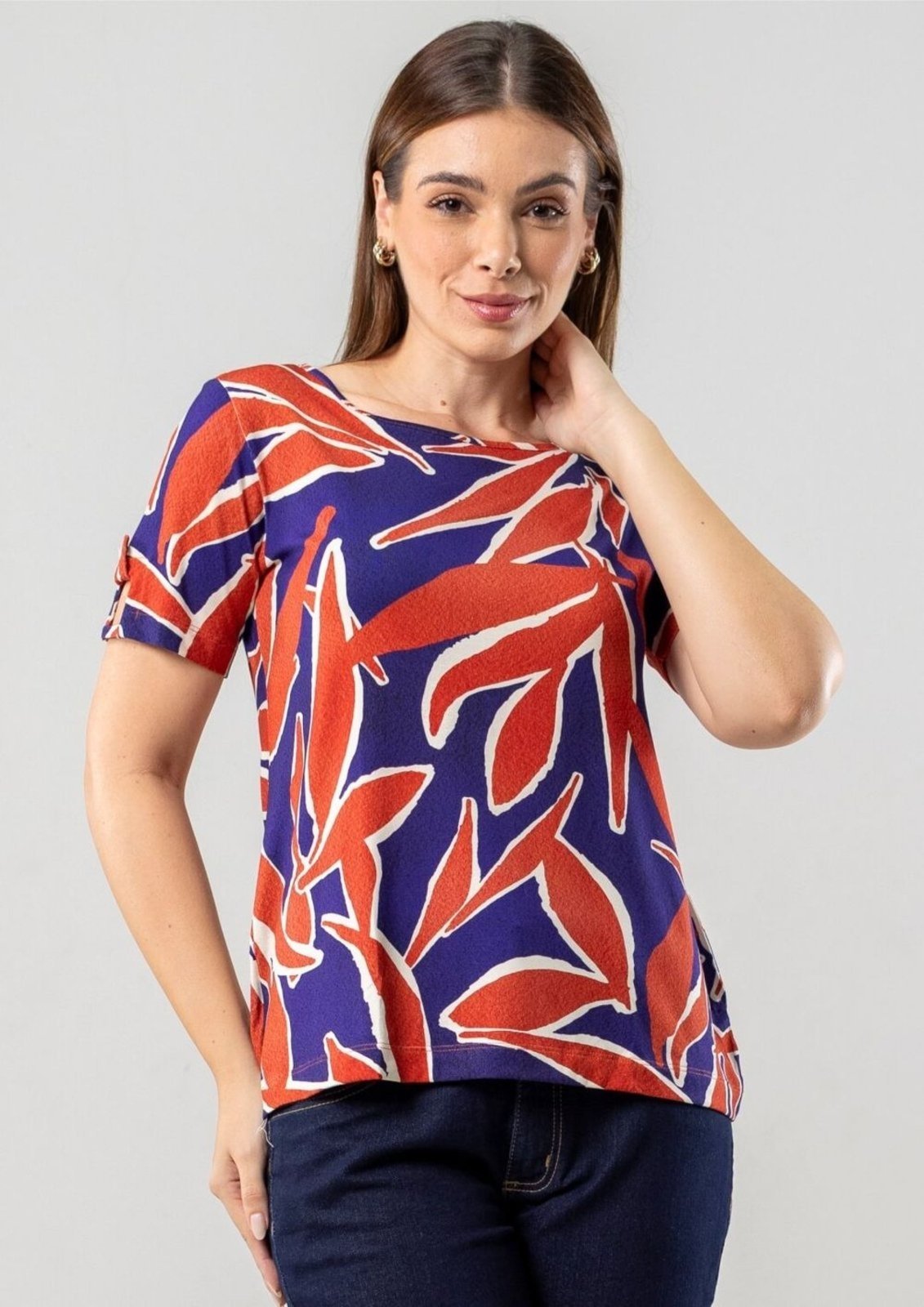 Blusa Pau a Pique Estampada Azul Marinho MARINHO – XL Pau a Pique