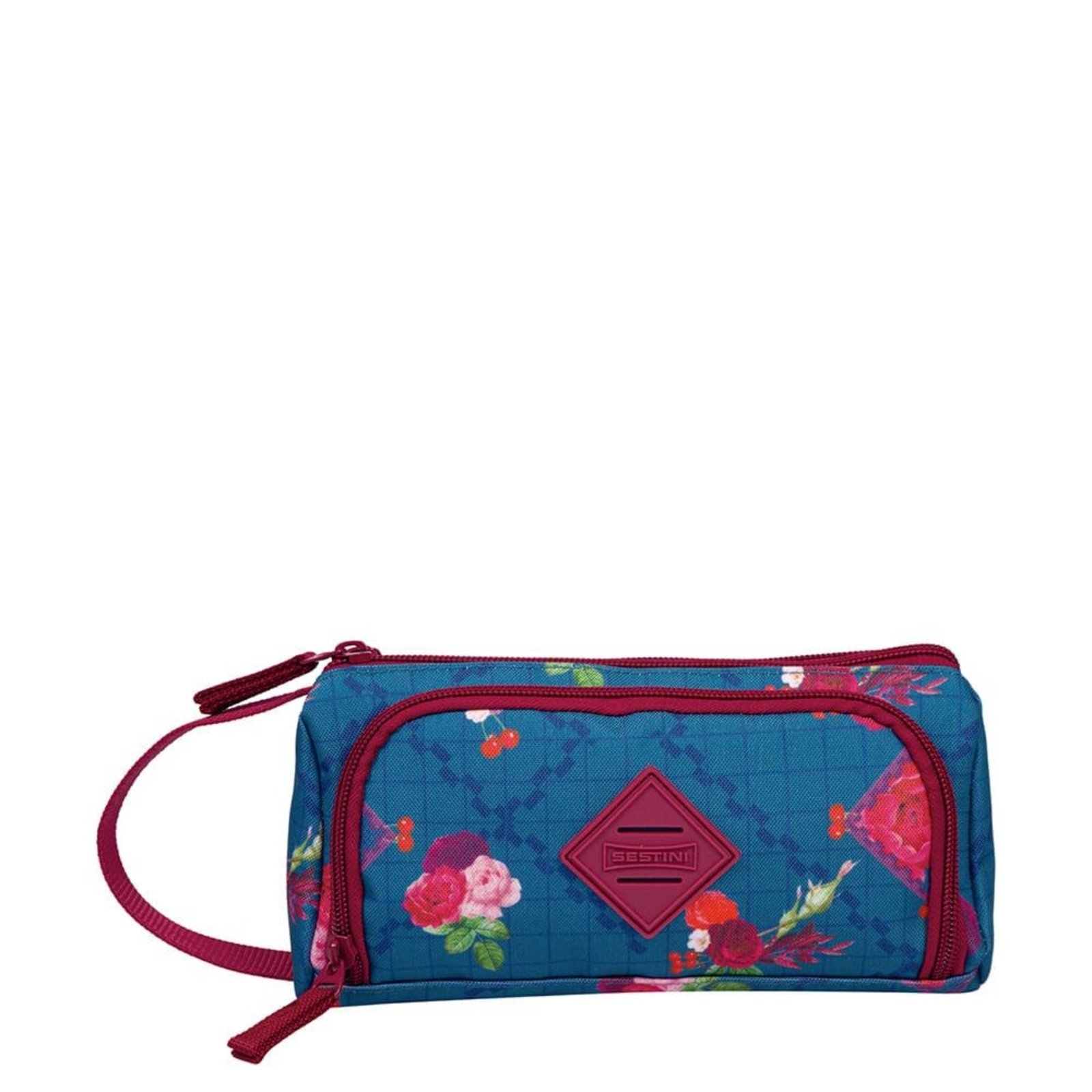 Infantil – Estojo/Necessaire Organizador 3 Compartimentos Azul – Floral Azul