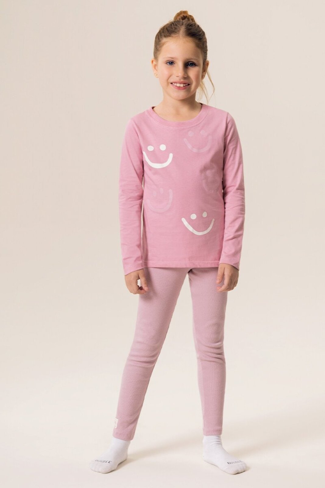 Infantil - Conjunto Menina Bugbee Homewear Camiseta Com Brilha no Escuro e Legging Ribana