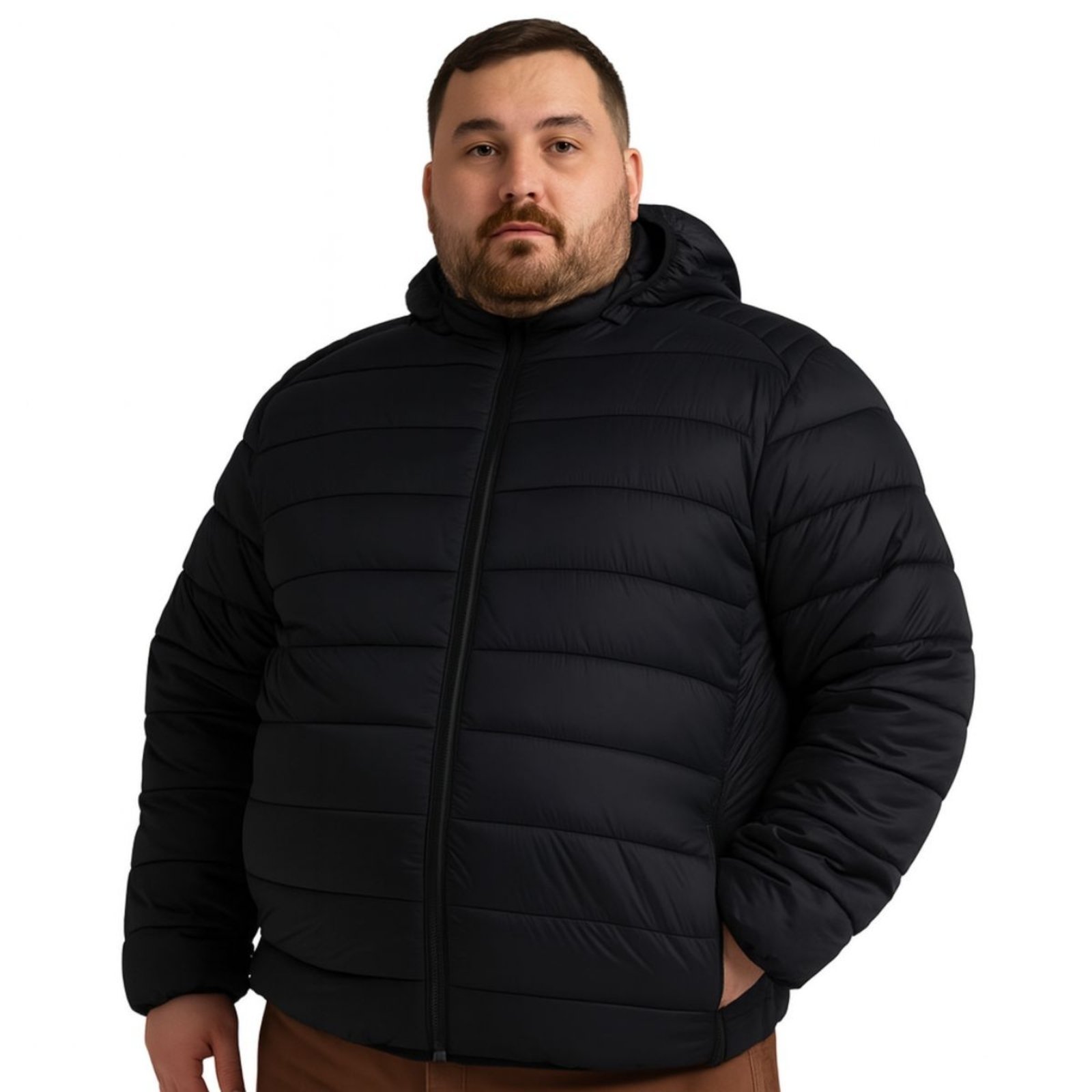Roupa Plus Size FMF Jaqueta Preta Oversize Moda Plus size Masculina Preto