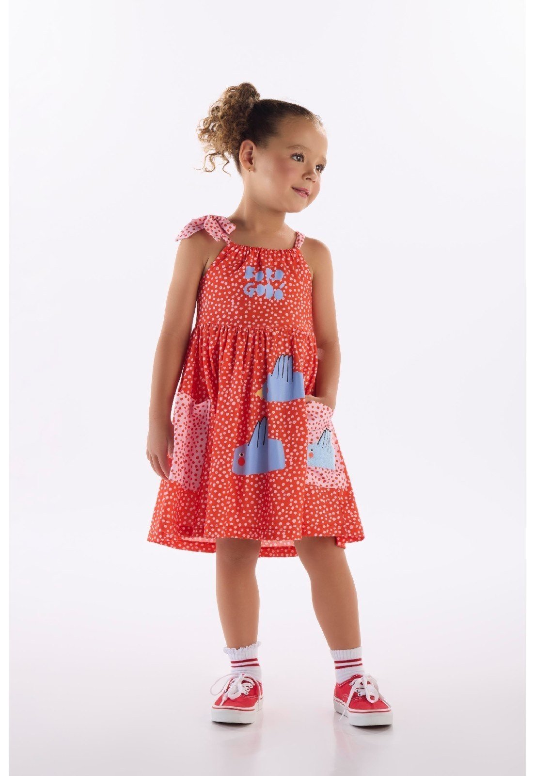 Infantil - Vestido em Algodão Três e Já Vermelho