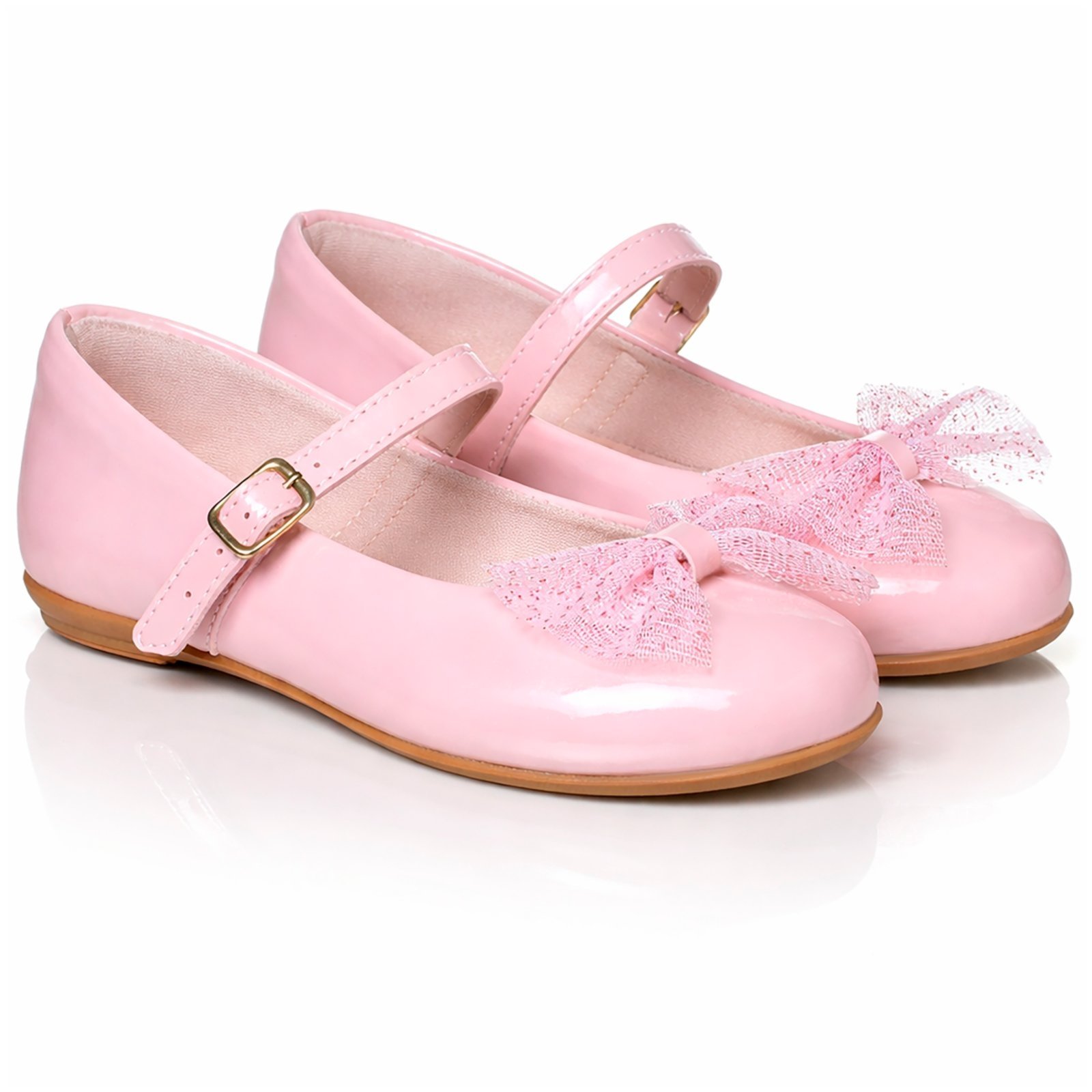Infantil - Sapatilha Rosa Menina Estilosa Antiderrapante Confortável Laço Organza Pepite