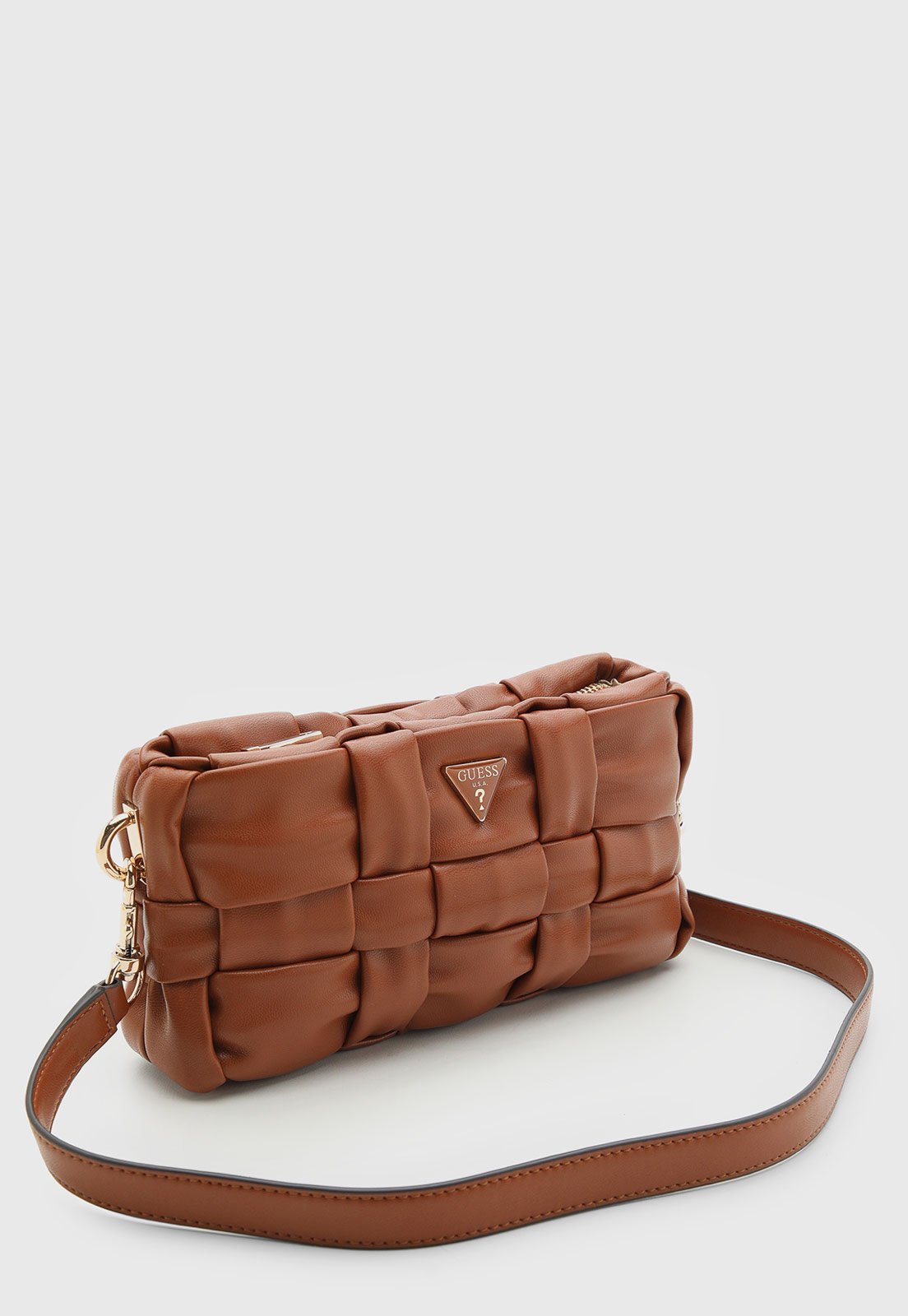 Vista 3 Bolsa Média Feminina Guess Matelassê caramelo caramelo